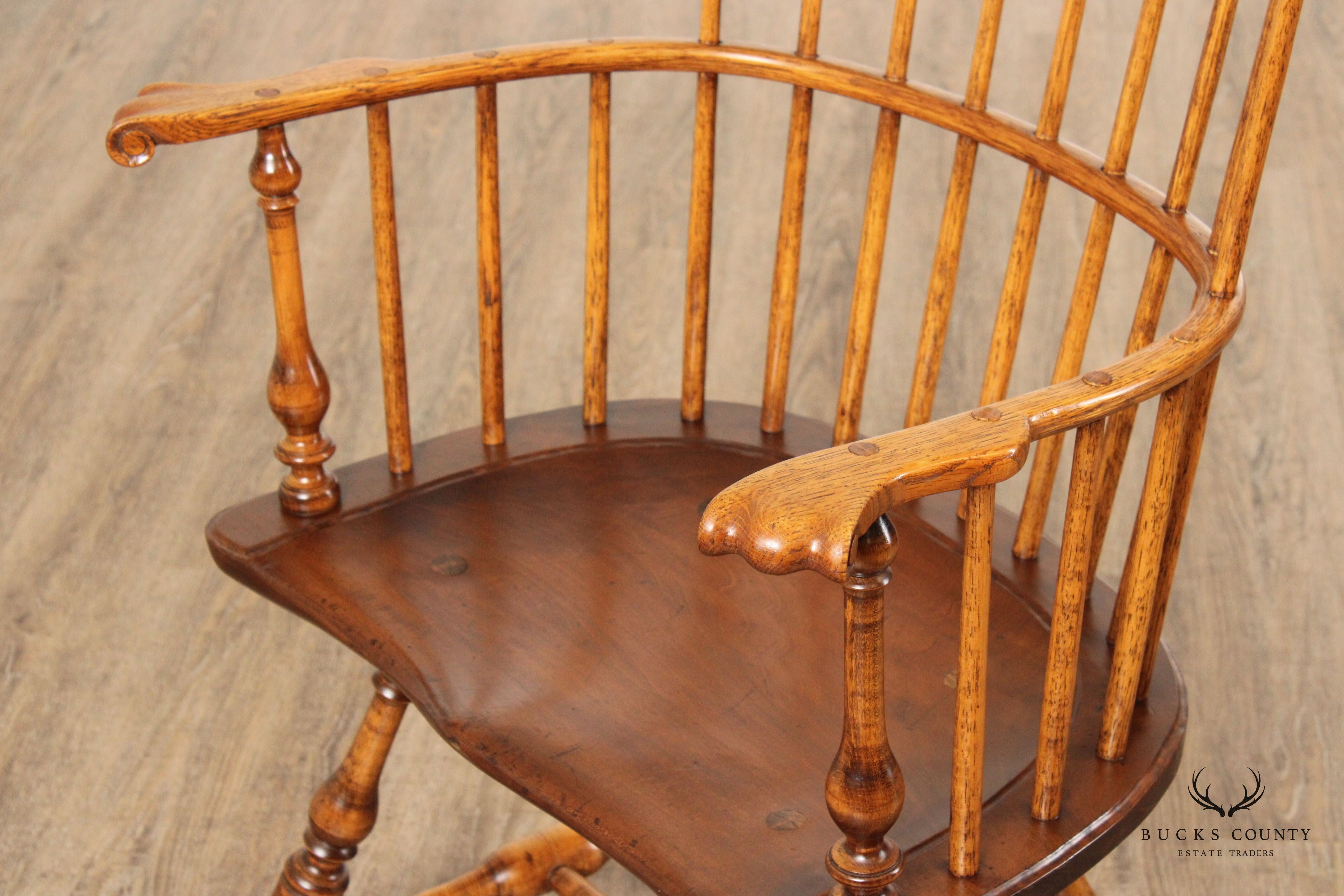 New England Oak and Maple Comb Back Windsor Armchair