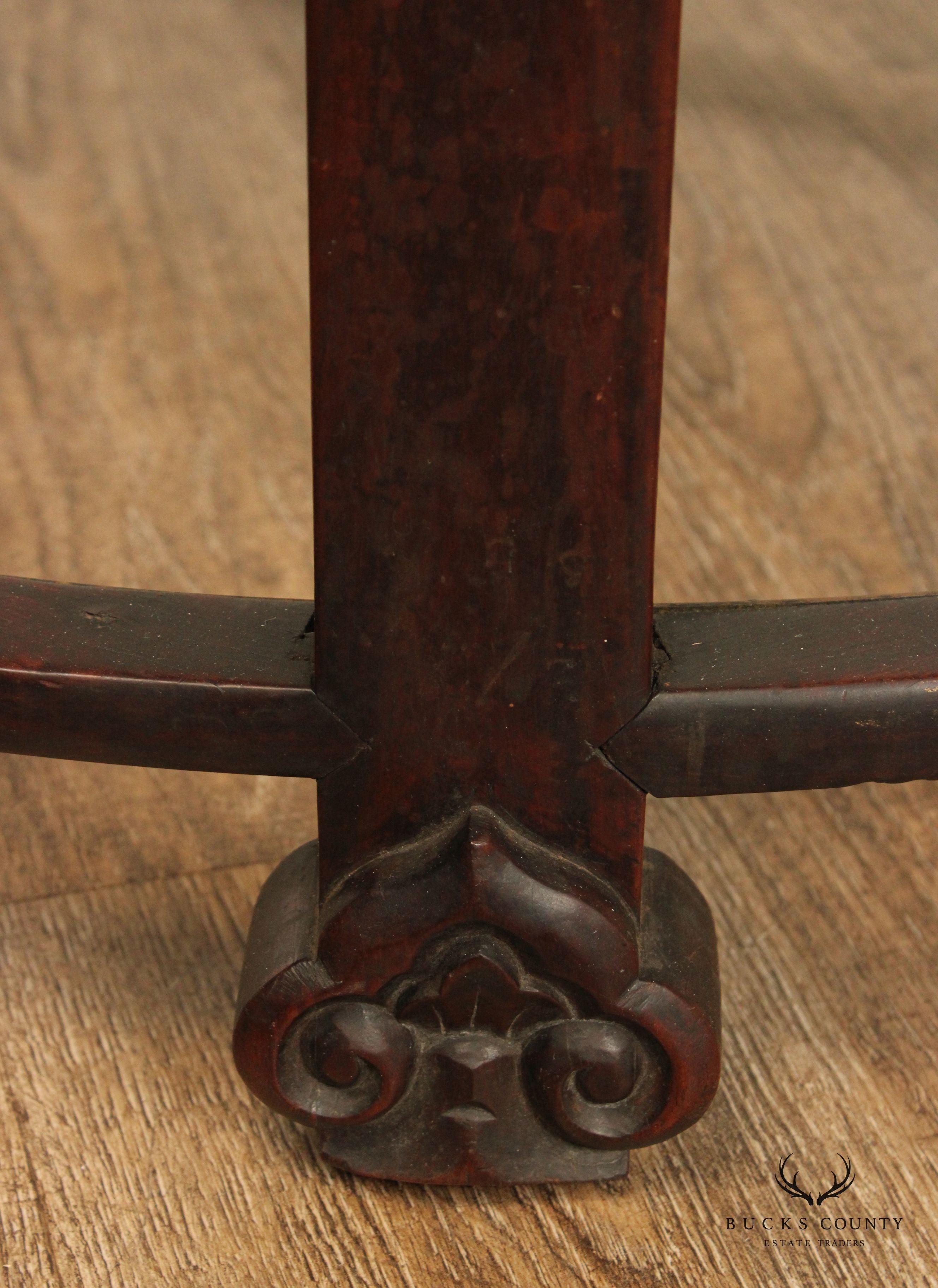 Antique Chinese Huanghuali Hardwood Demilune Console Table