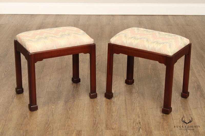 Link-Taylor Chippendale Style Pair of Mahogany Stools