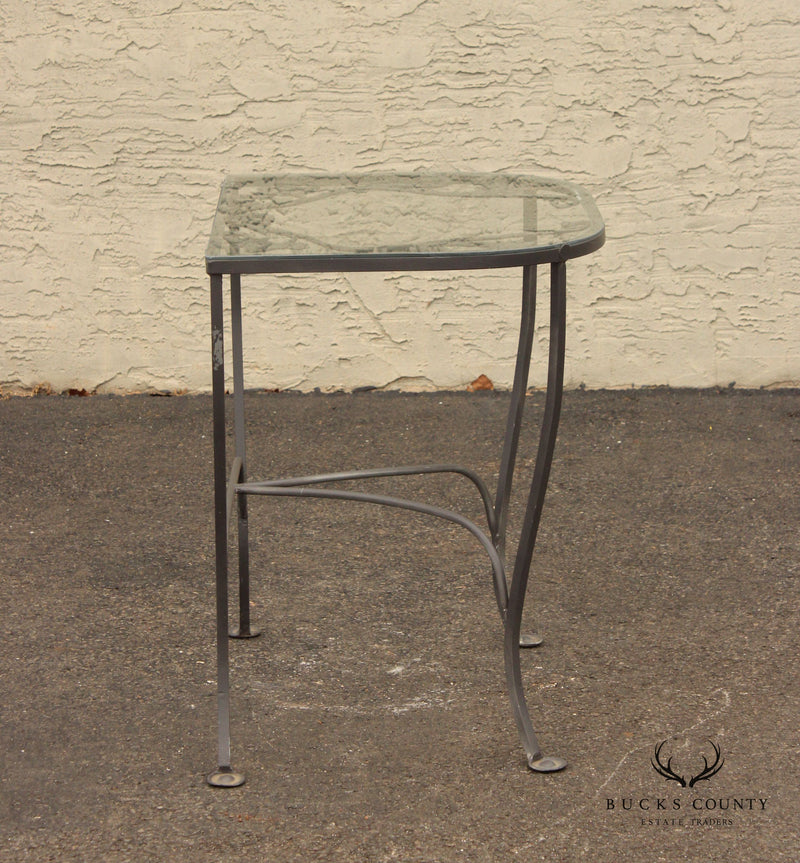 Salterini Vintage Wrought Iron Glass-Top Outdoor Patio Console Side Table