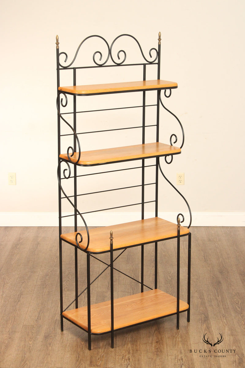 Wrought iron and store wood bakers rack