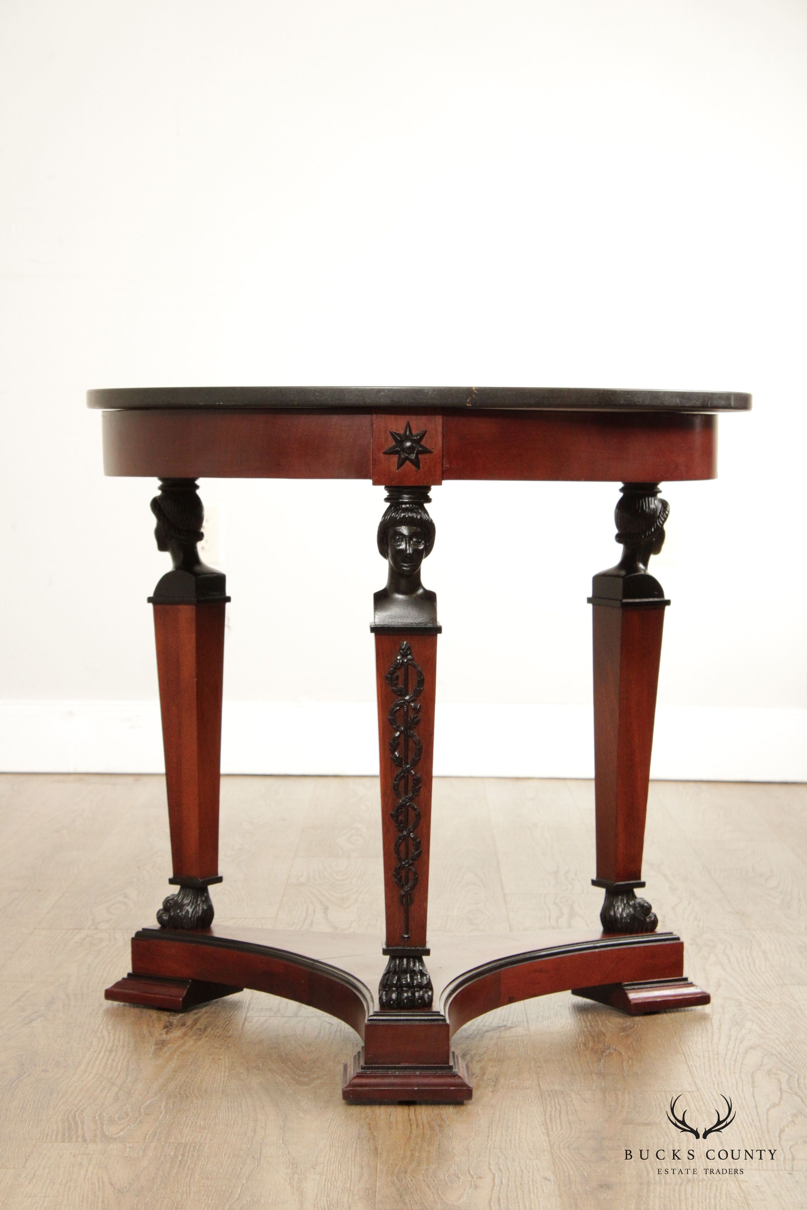 French Empire Style Round Granite Top Table