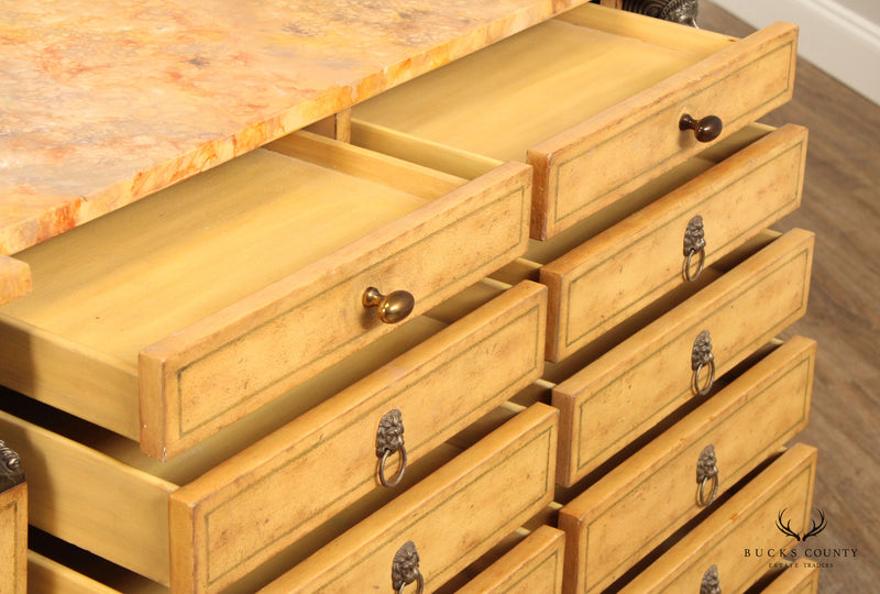 Egyptian Revival Leather Wrapped Chest Of Drawers By Kreiss