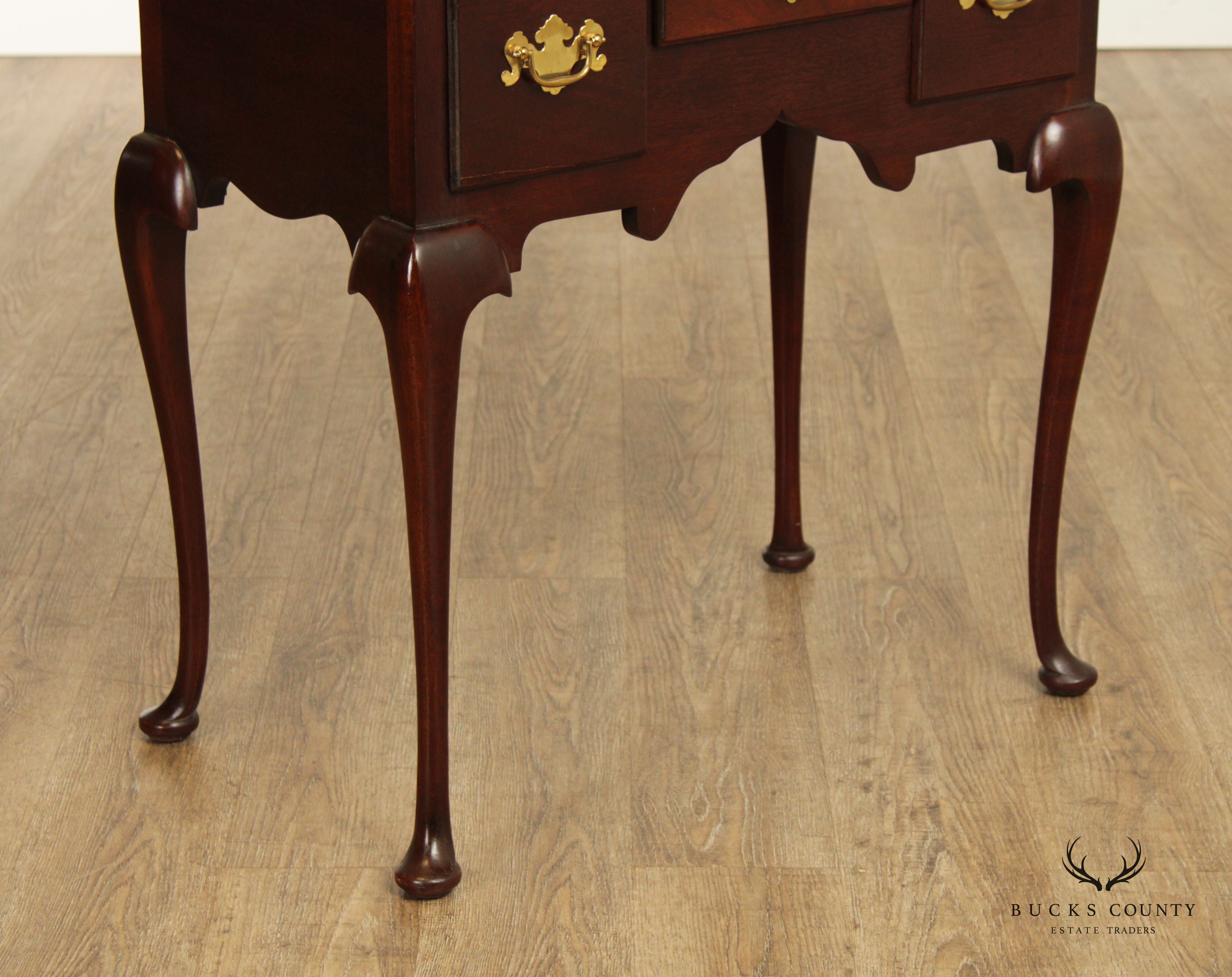 Queen Anne Style Mahogany Three-Drawer Lowboy