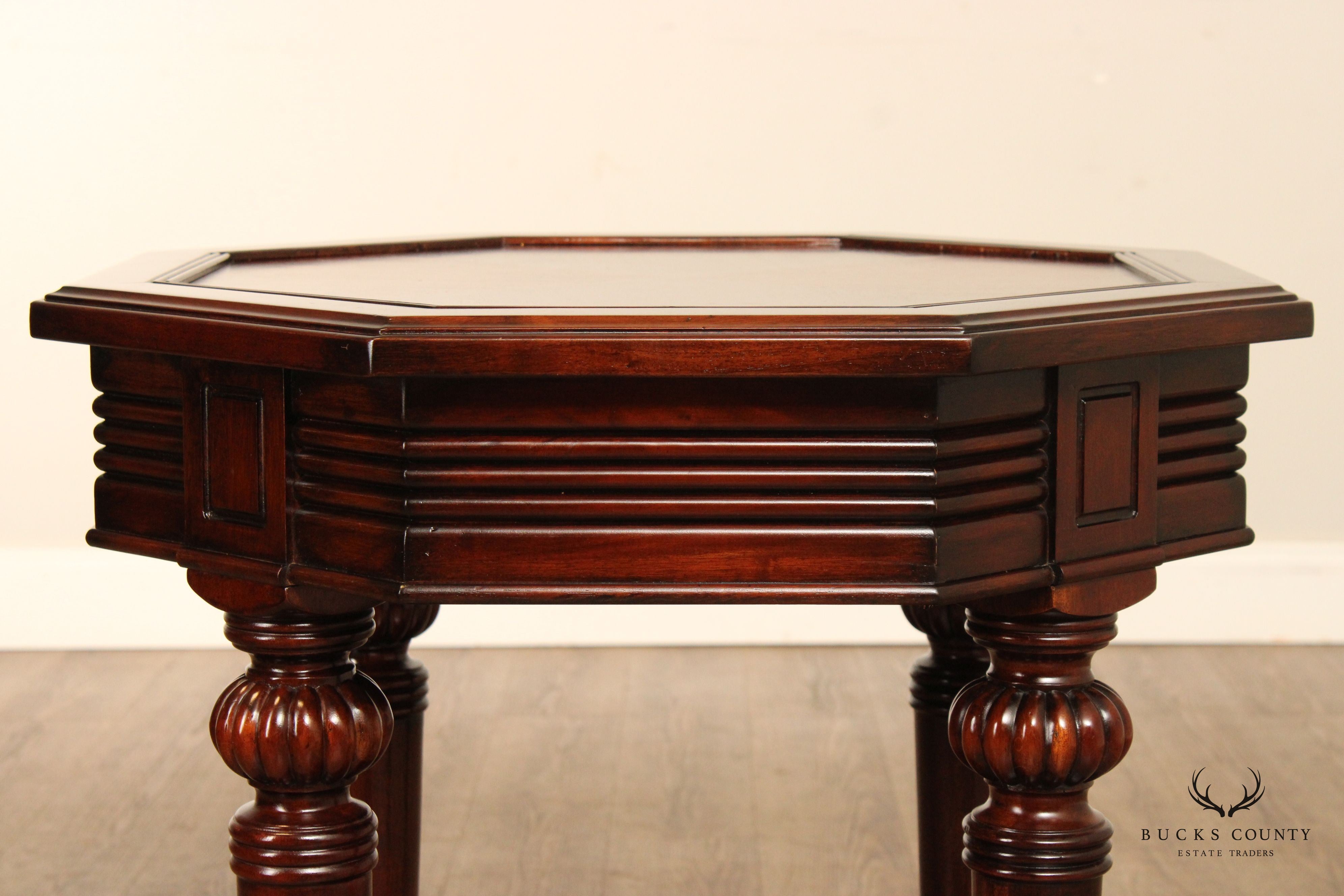 Regency Style Octagonal Two-Tier Mahogany Side Table