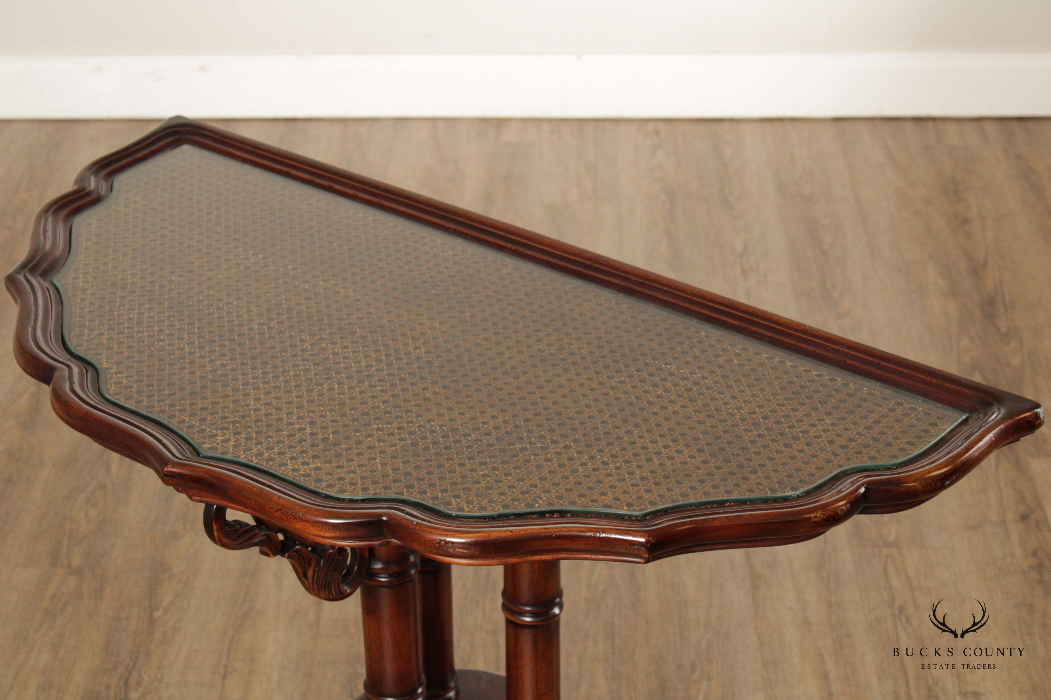 Georgian Style Mahogany Scalloped Edge Demilune Table