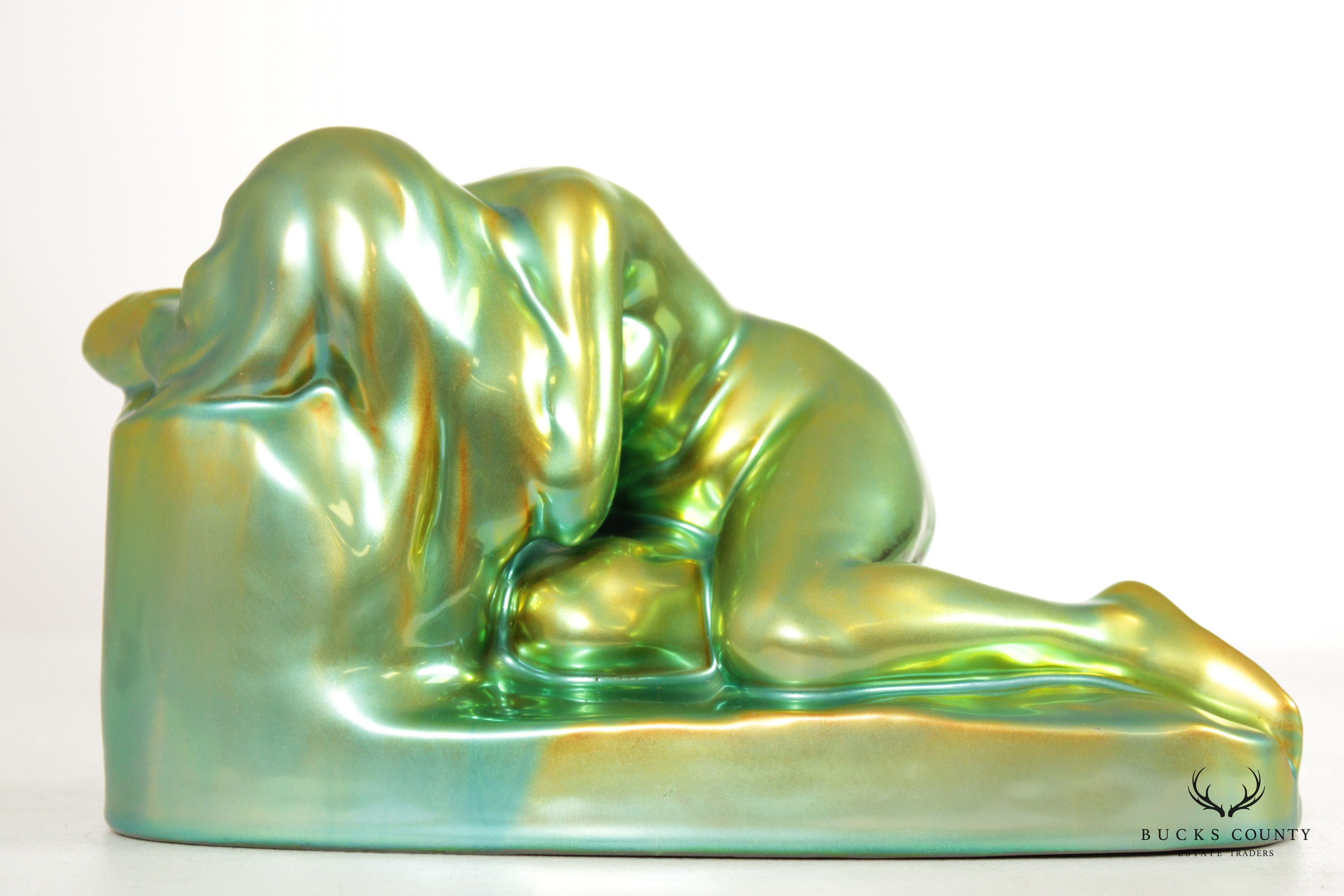 Yrjo Liipola for Zsolnay 'Repentance' Glazed Porcelain Sculpture