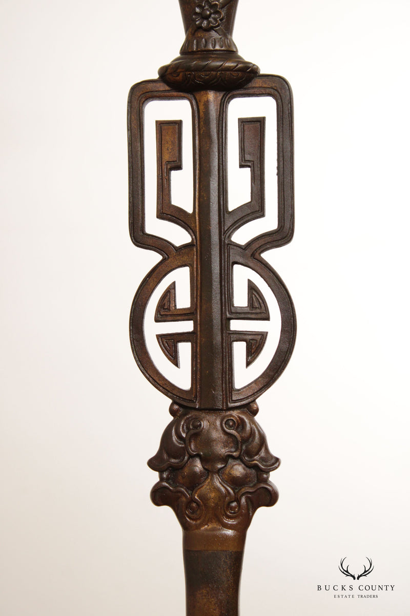 Antique Japanese Cast Bronze Floor Lamp