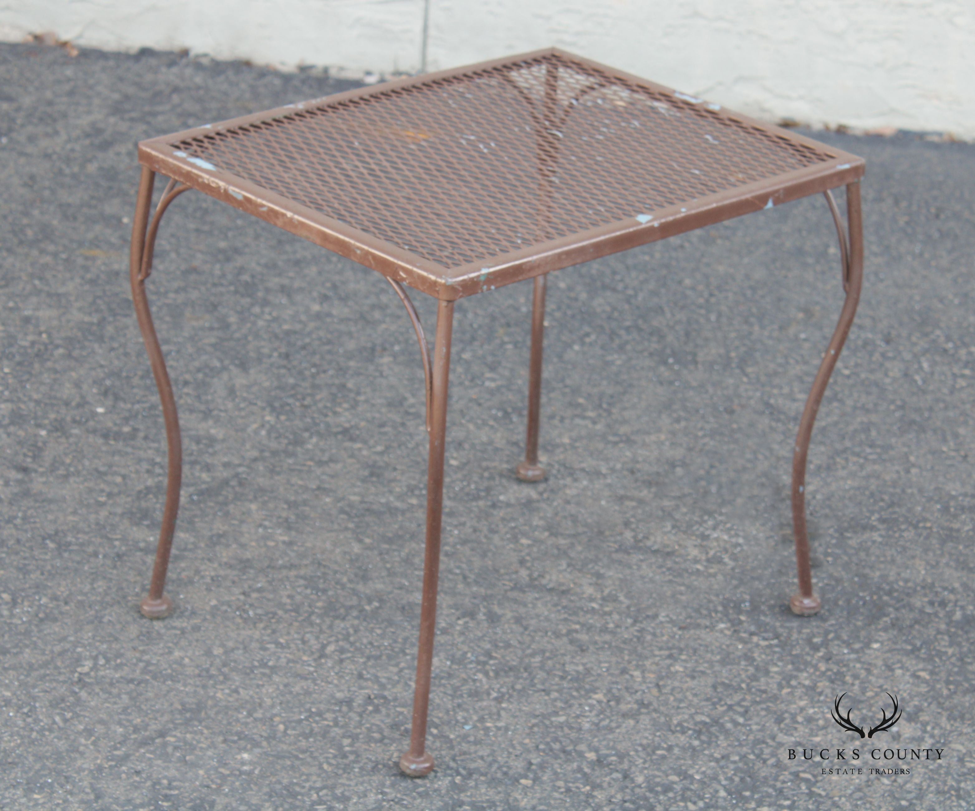 Vintage Mid Century Wrought Iron Set Garden Nesting Tables