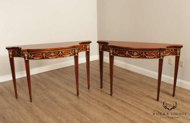 Francesco Molon Giemme Pair Italian Neoclassical Style Partial Gilt Console Tables