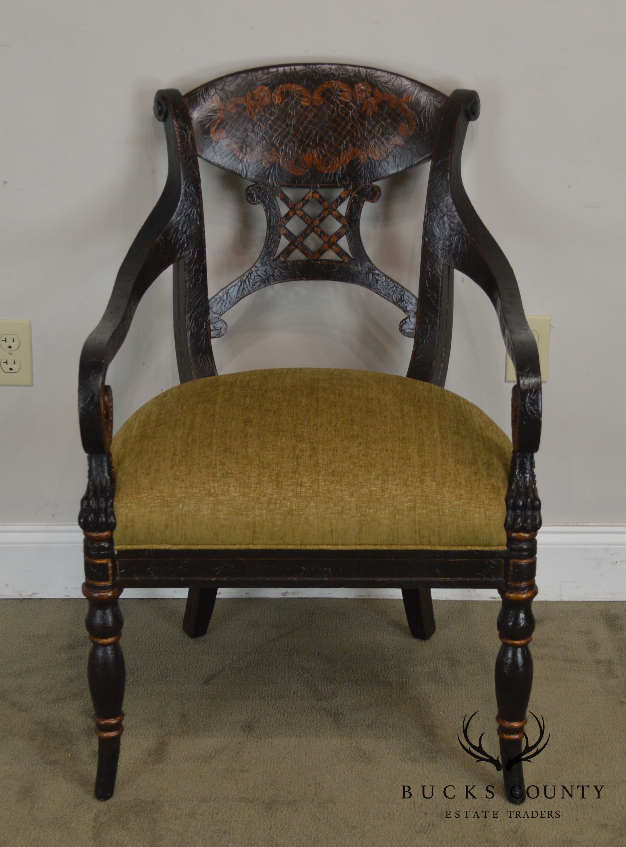 Regency Style Crackle Painted Armchair