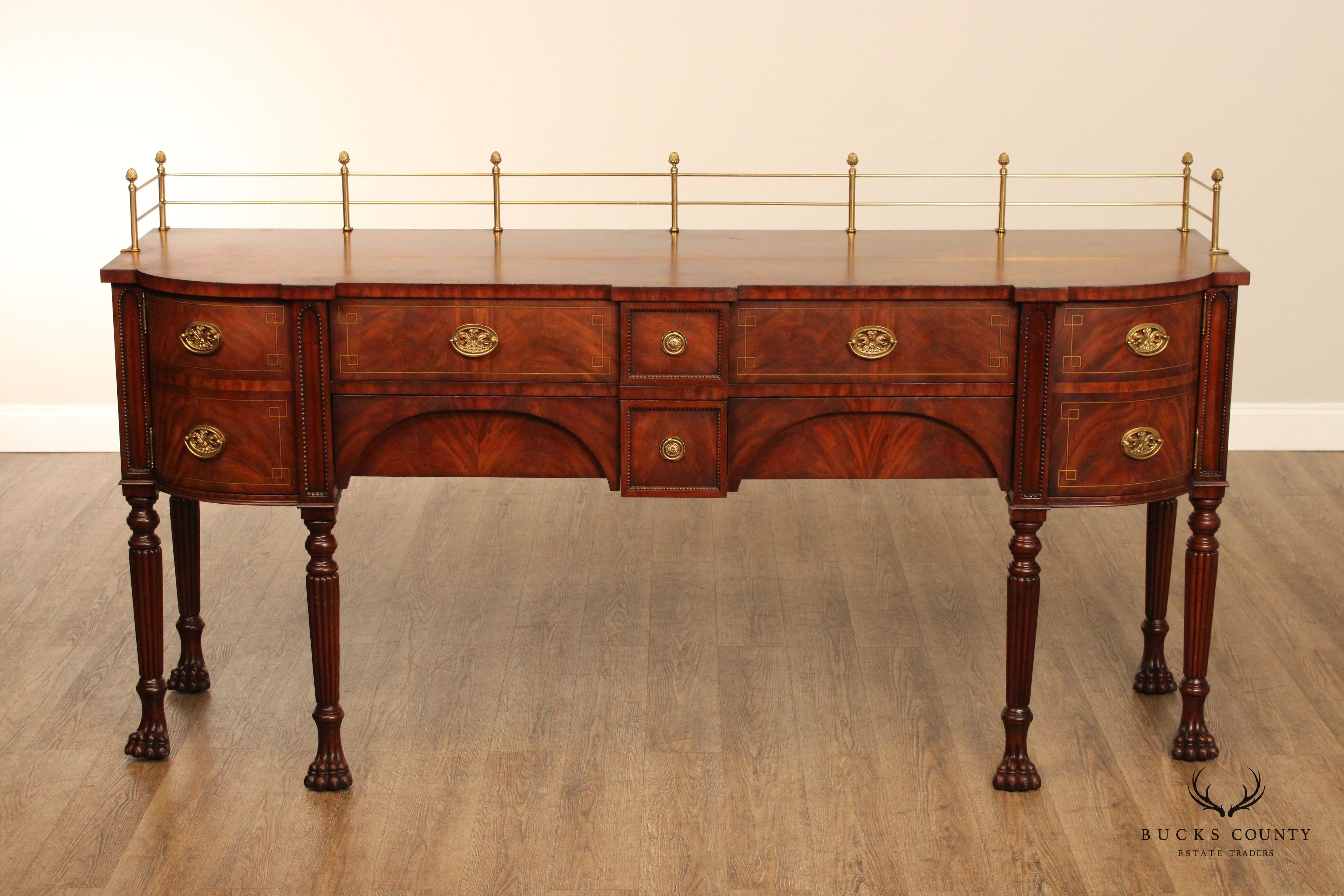 Maitland Smith English Regency Style Mahogany Paw Foot Sideboard