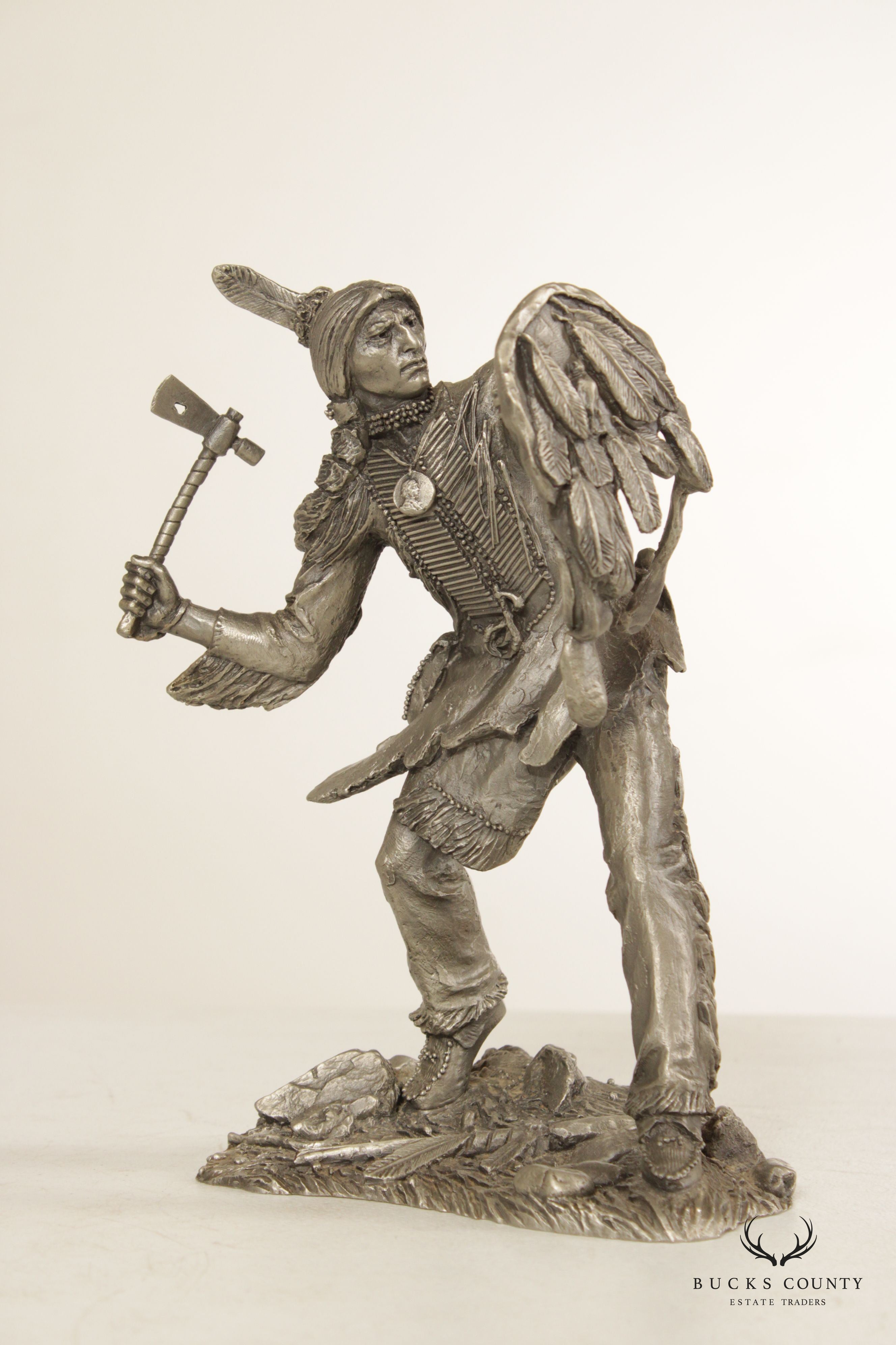 Jim Ponter Native American 'Comanche Warrior' Pewter Sculpture