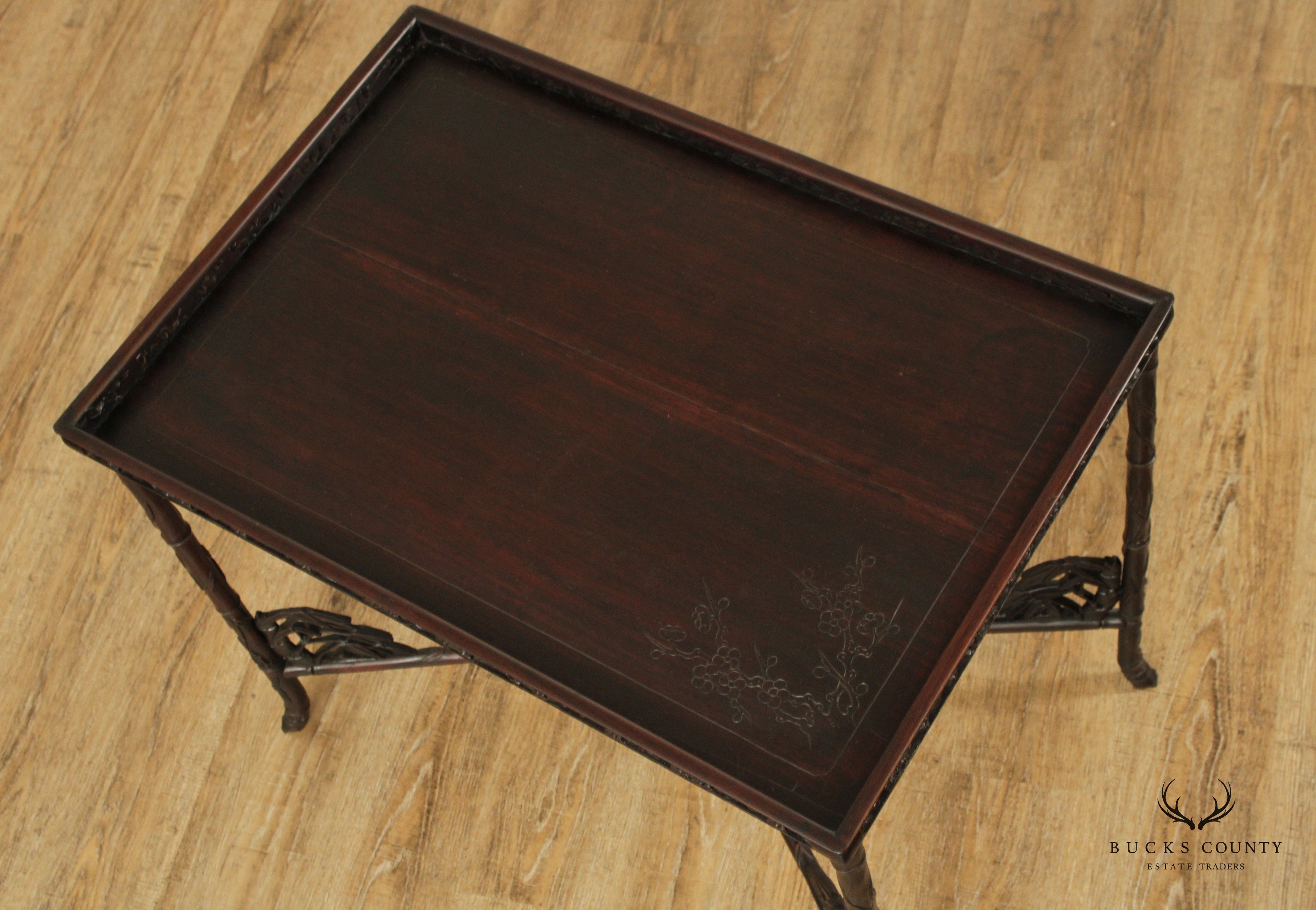 Antique 19th Century Rosewood Folding Bamboo Tray Table