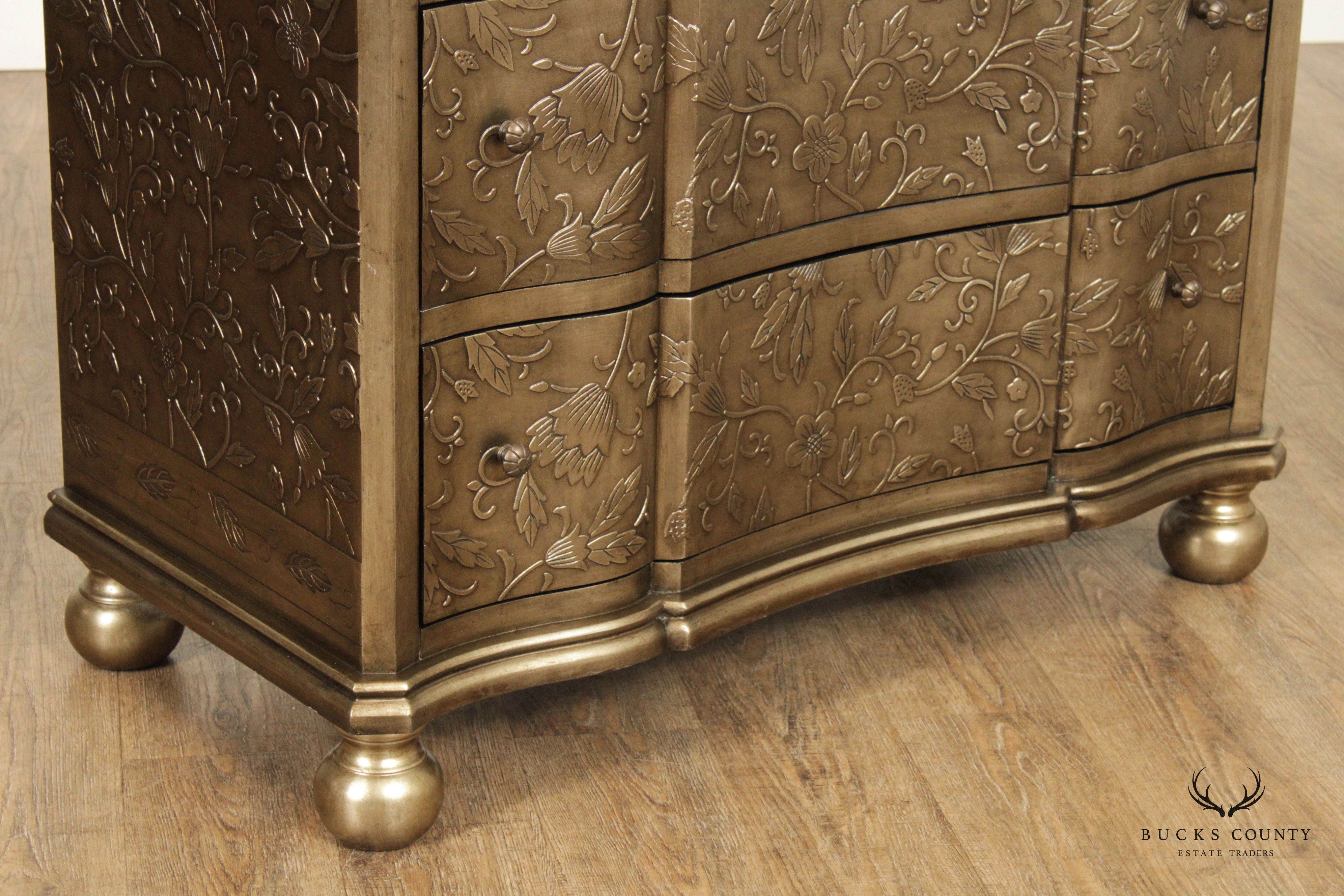 Silver Finished Embossed Chest of Drawers