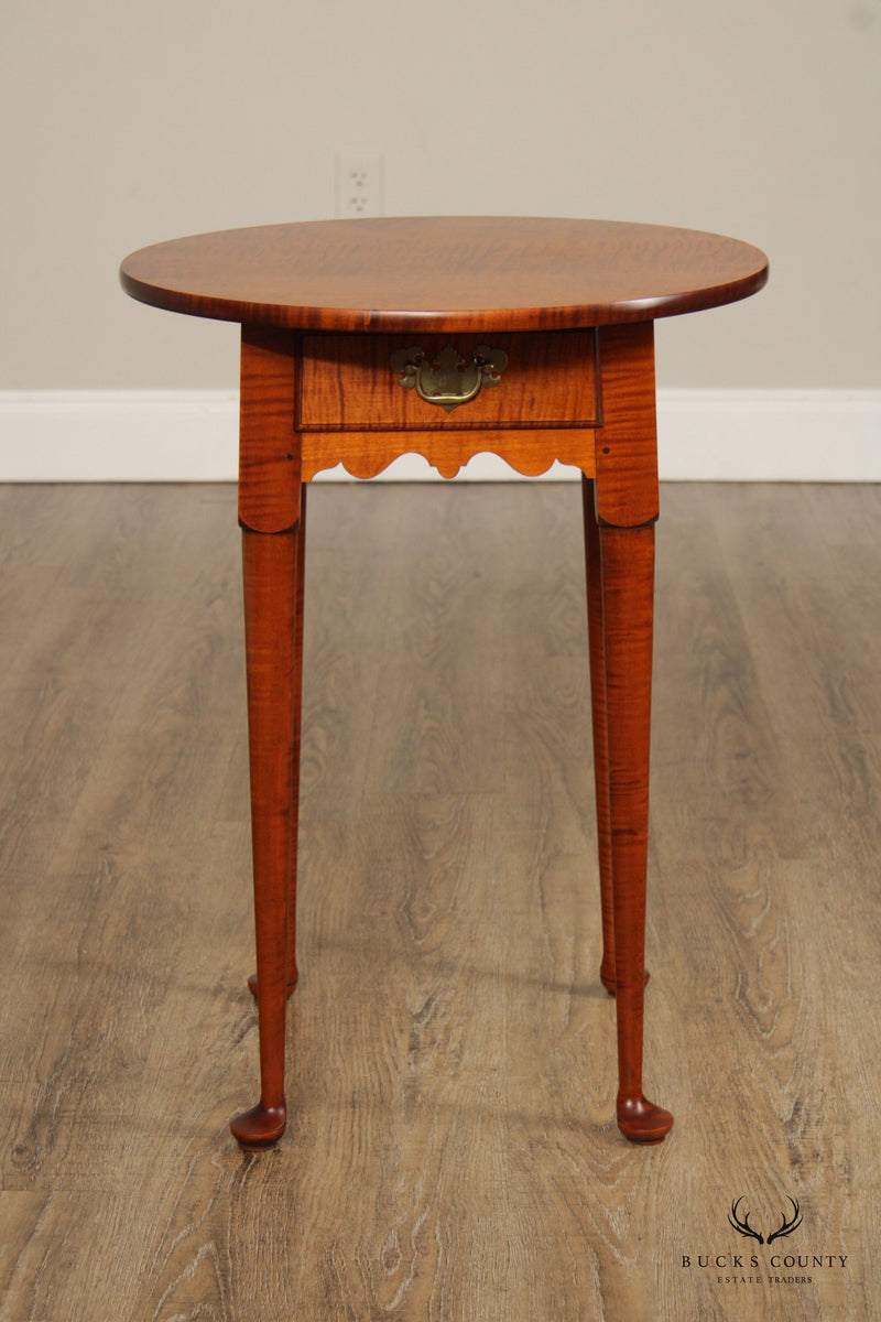 David Le Fort Custom Queen Anne Style Tiger Maple Side Table