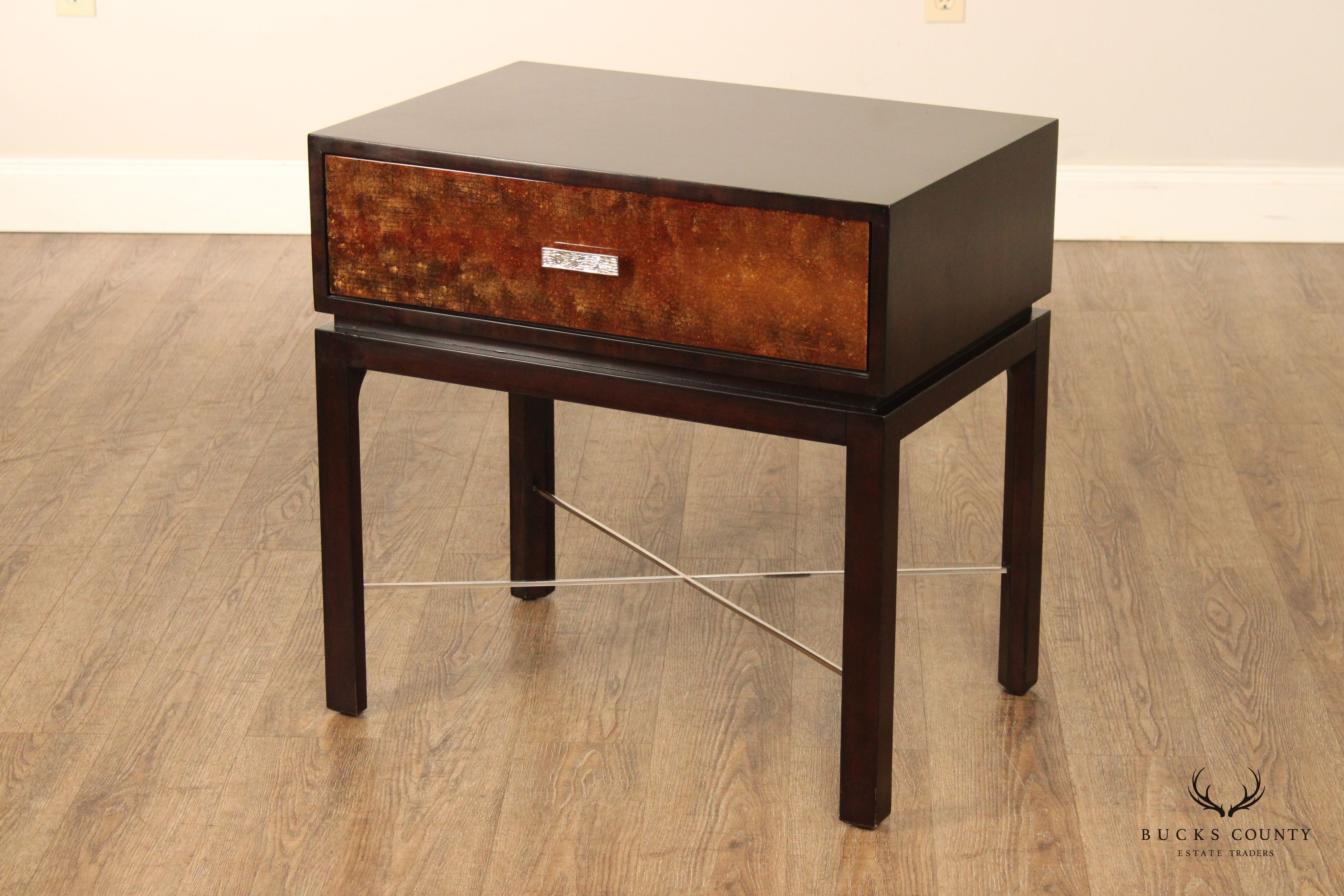 Theodore Alexander Contemporary 'Gold Leaf' One-Drawer Side Table