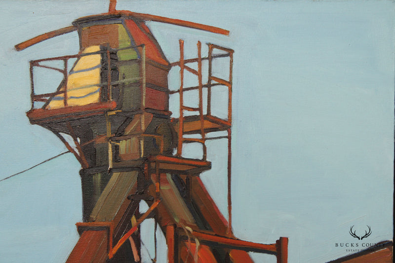 Contemporary Industrial 'Conjunction' Original Oil Painting by Hale Allen
