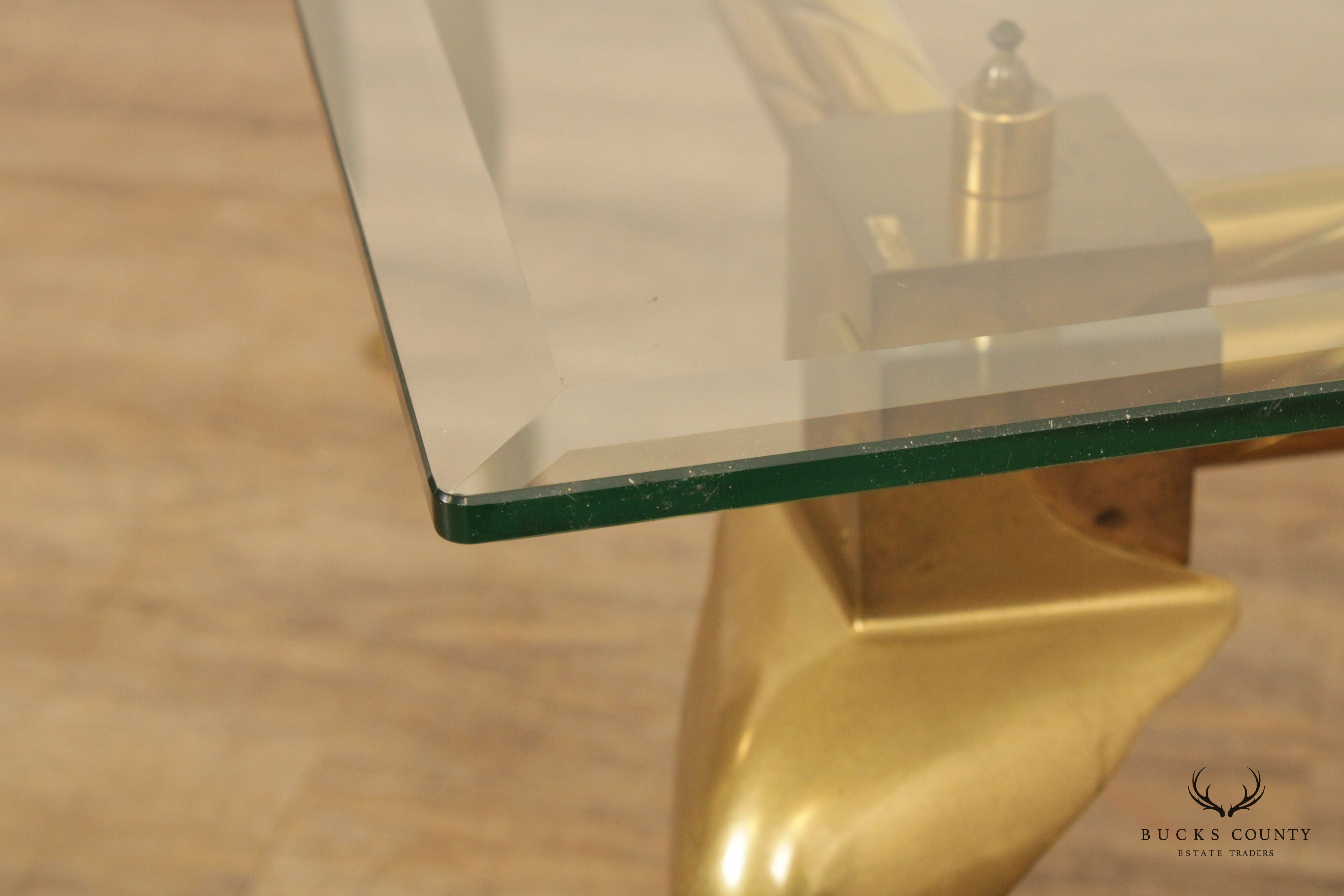 Vintage French Style Brass and Glass Coffee Table