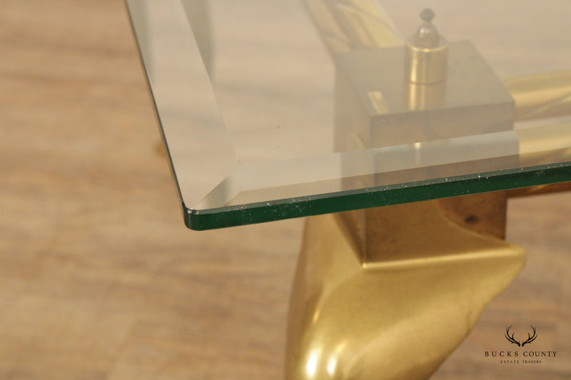Vintage French Style Brass and Glass Coffee Table