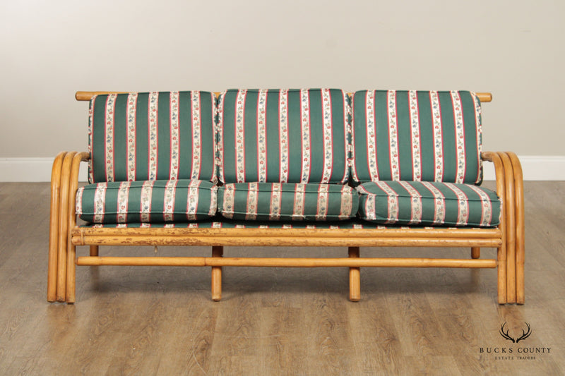 Mid Century Modern Three-Seat Rattan Sofa
