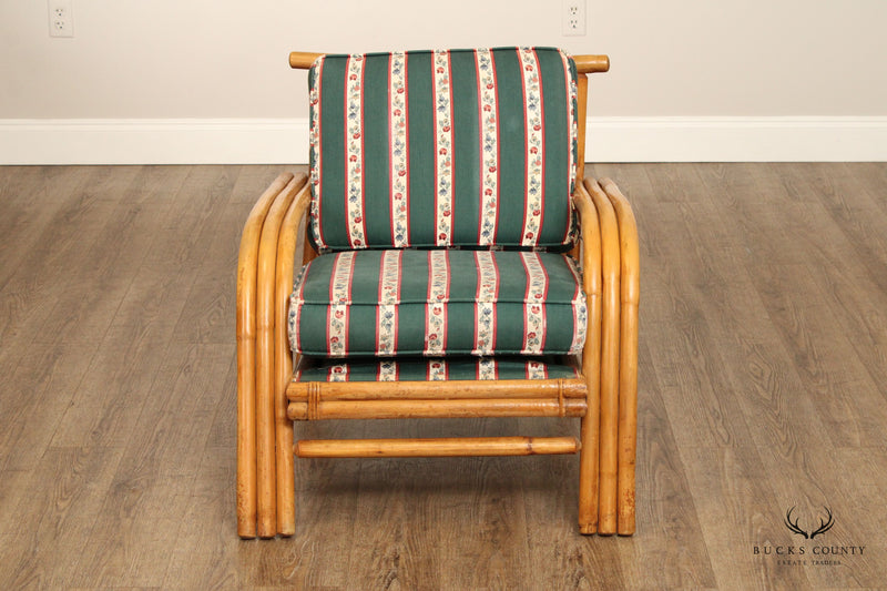 Vintage Pair of Bent Bamboo Lounge Armchairs