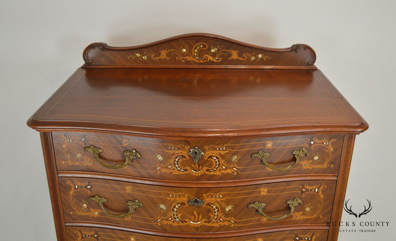 R. J. Horner Antique Mahogany Marquetry Inlaid High Chest