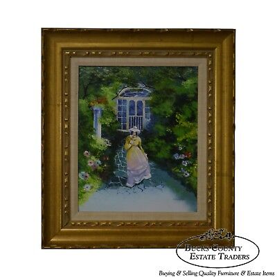 Parthesius Enamel on Copper Southern Belle Framed Painting