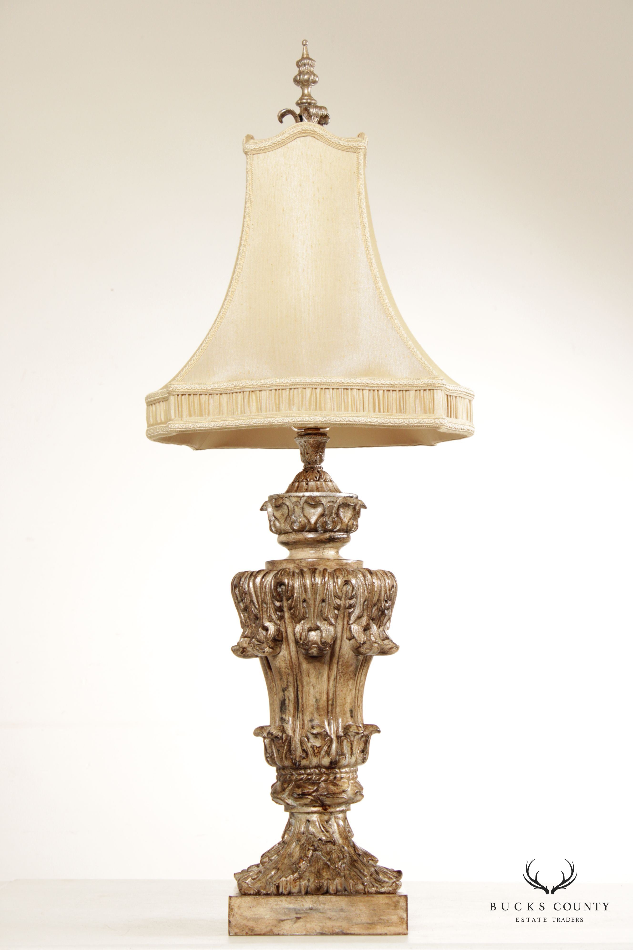 John-Richard Classical Style Pair of Acanthus Carved Table Lamps