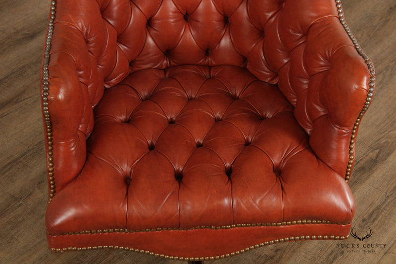 Regency Style Vintage Tufted Leather Desk Chair