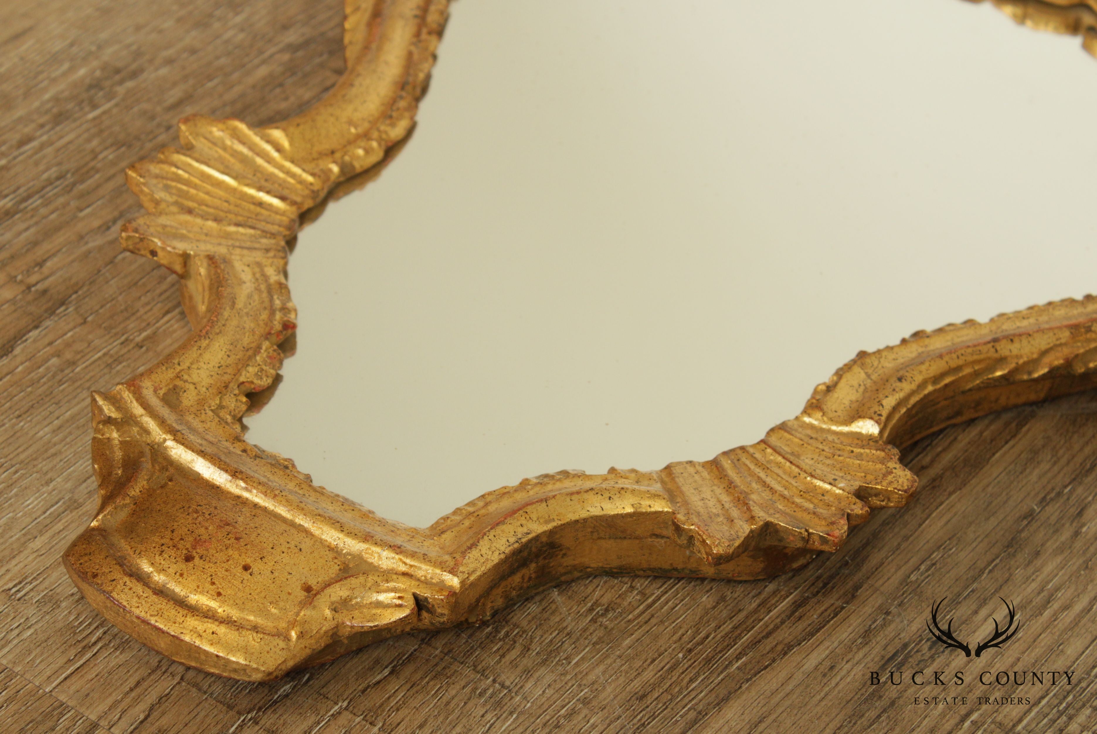 Vintage Giltwood Carved Italian Florentine Wall Mirror