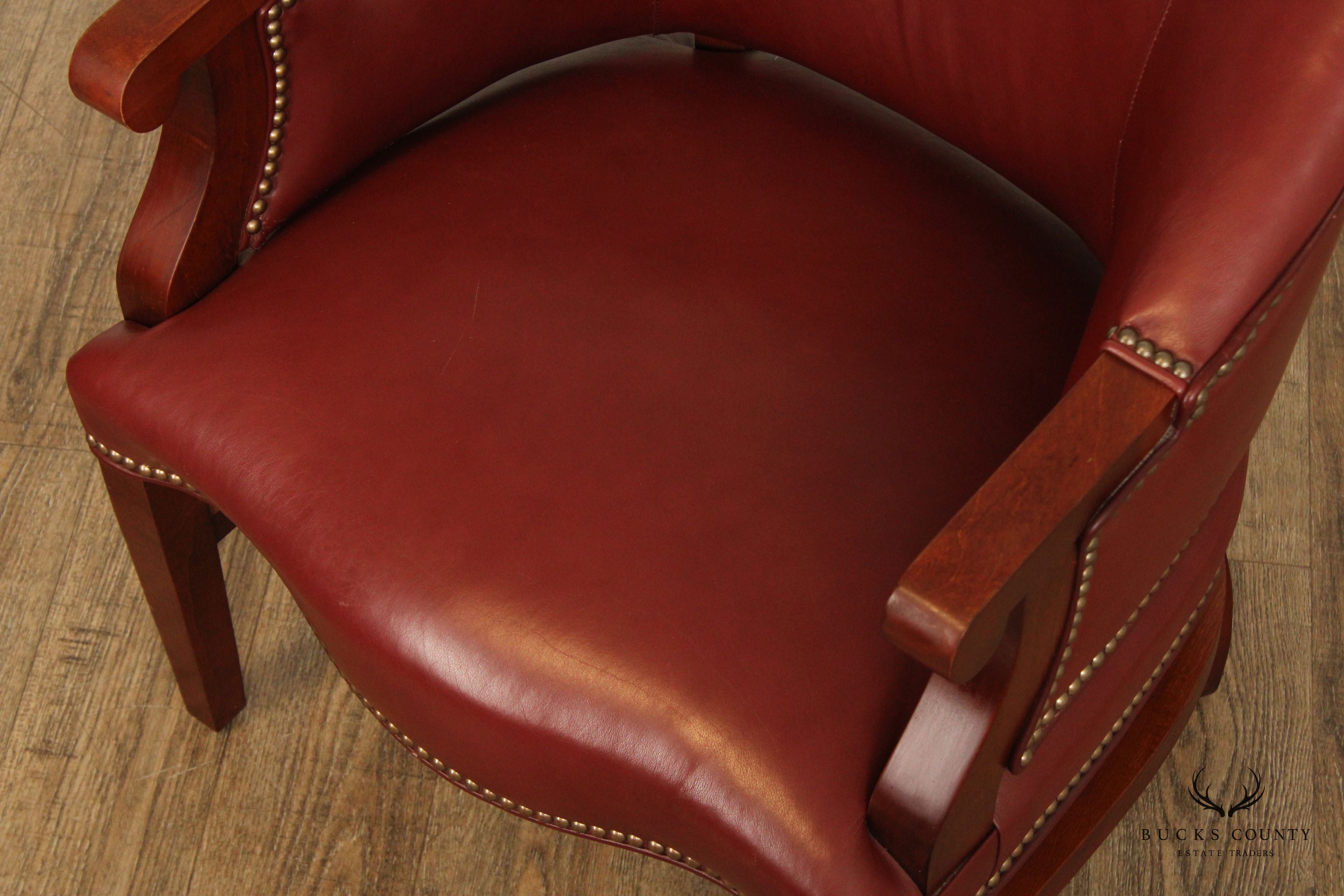 English Traditional Style Pair of Leather Club Chairs