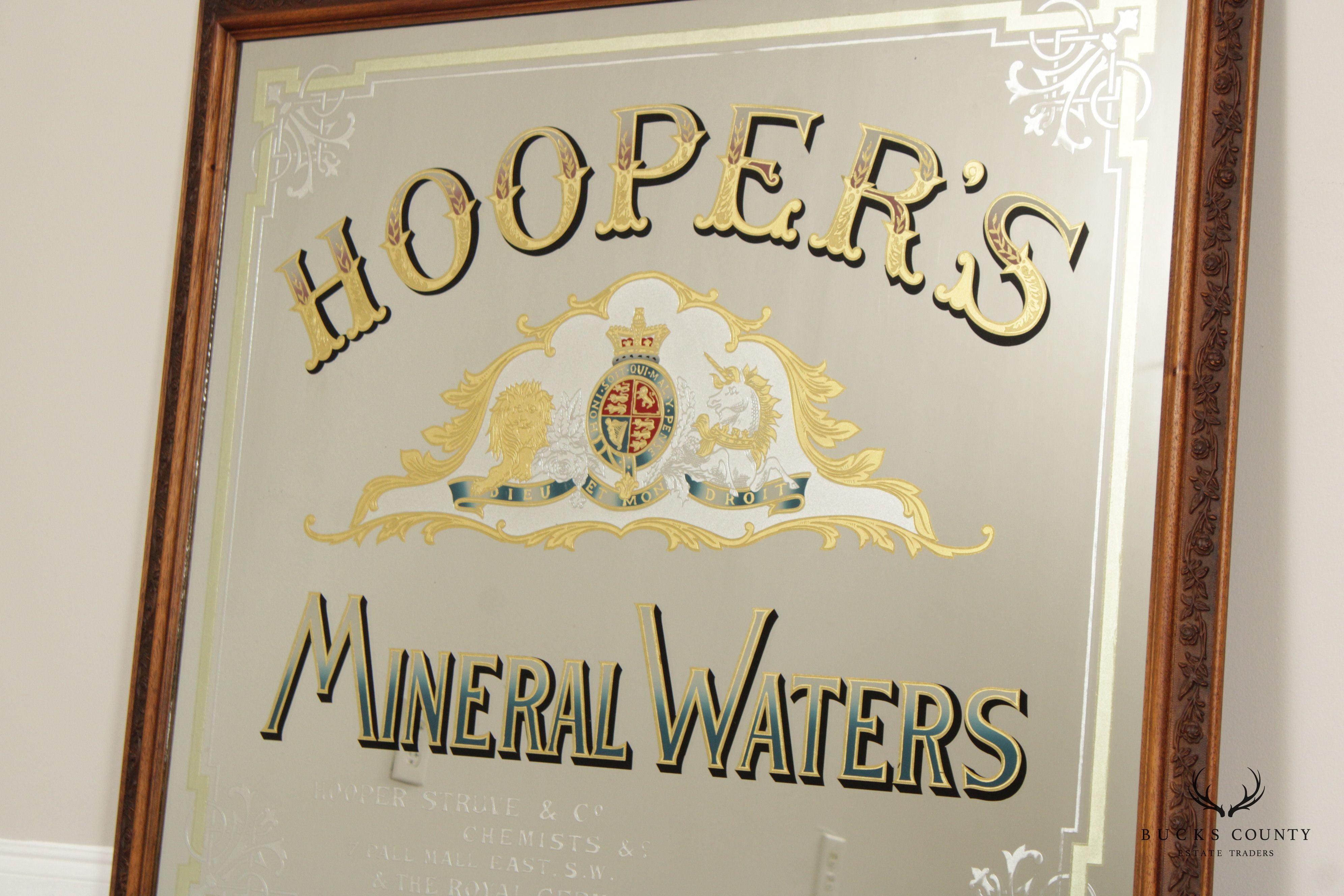 HOOPER'S MINERAL WATERS PUB MIRROR, ETCHED AND REVERSE PAINTED