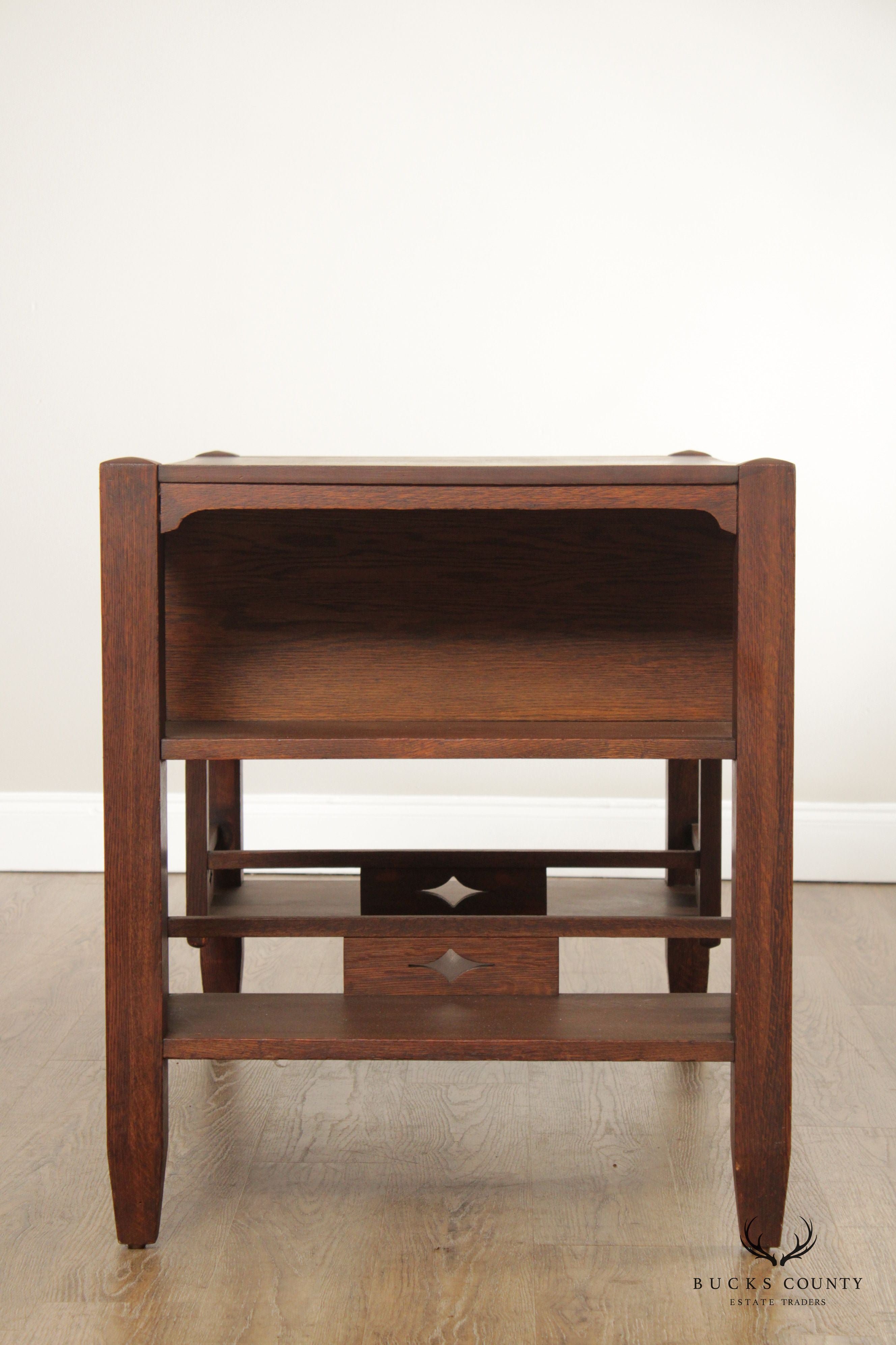 Mission Oak One-Drawer Library Table Writing Desk