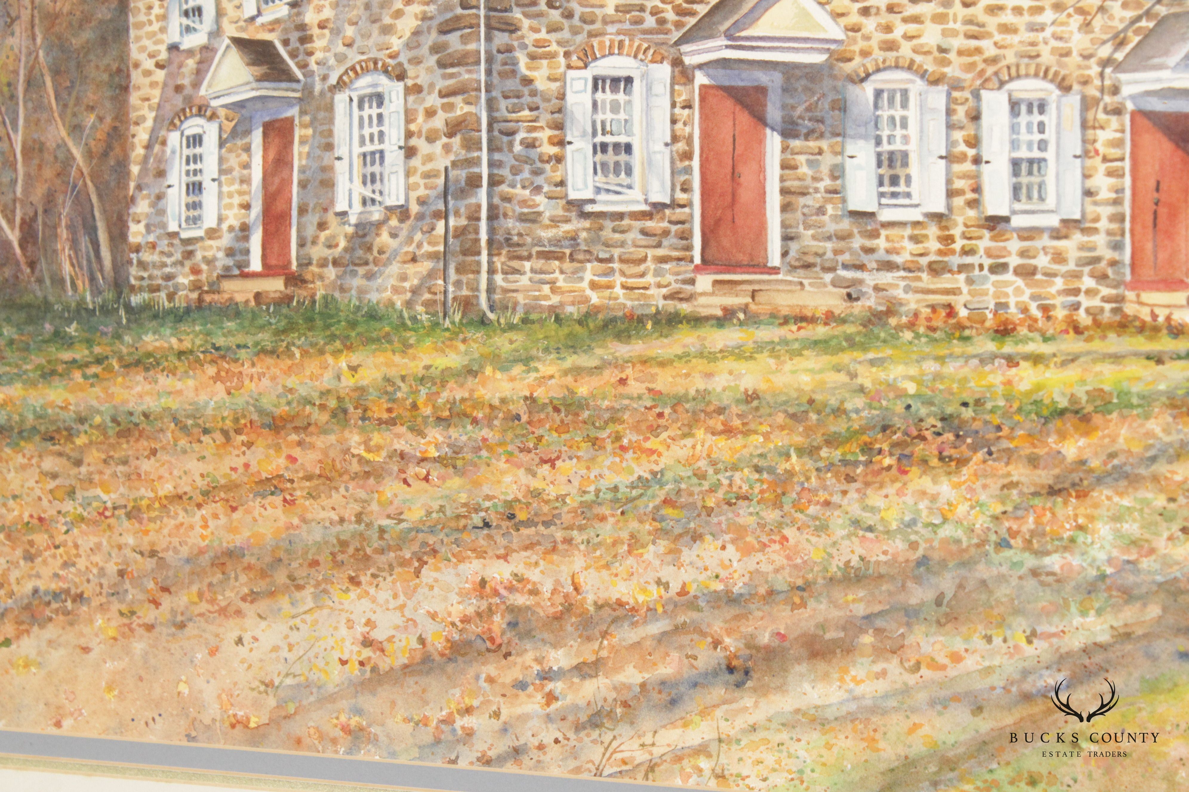 Sandy Busch 'Buckingham Friend Meeting House' Watercolor Print, Custom Framed