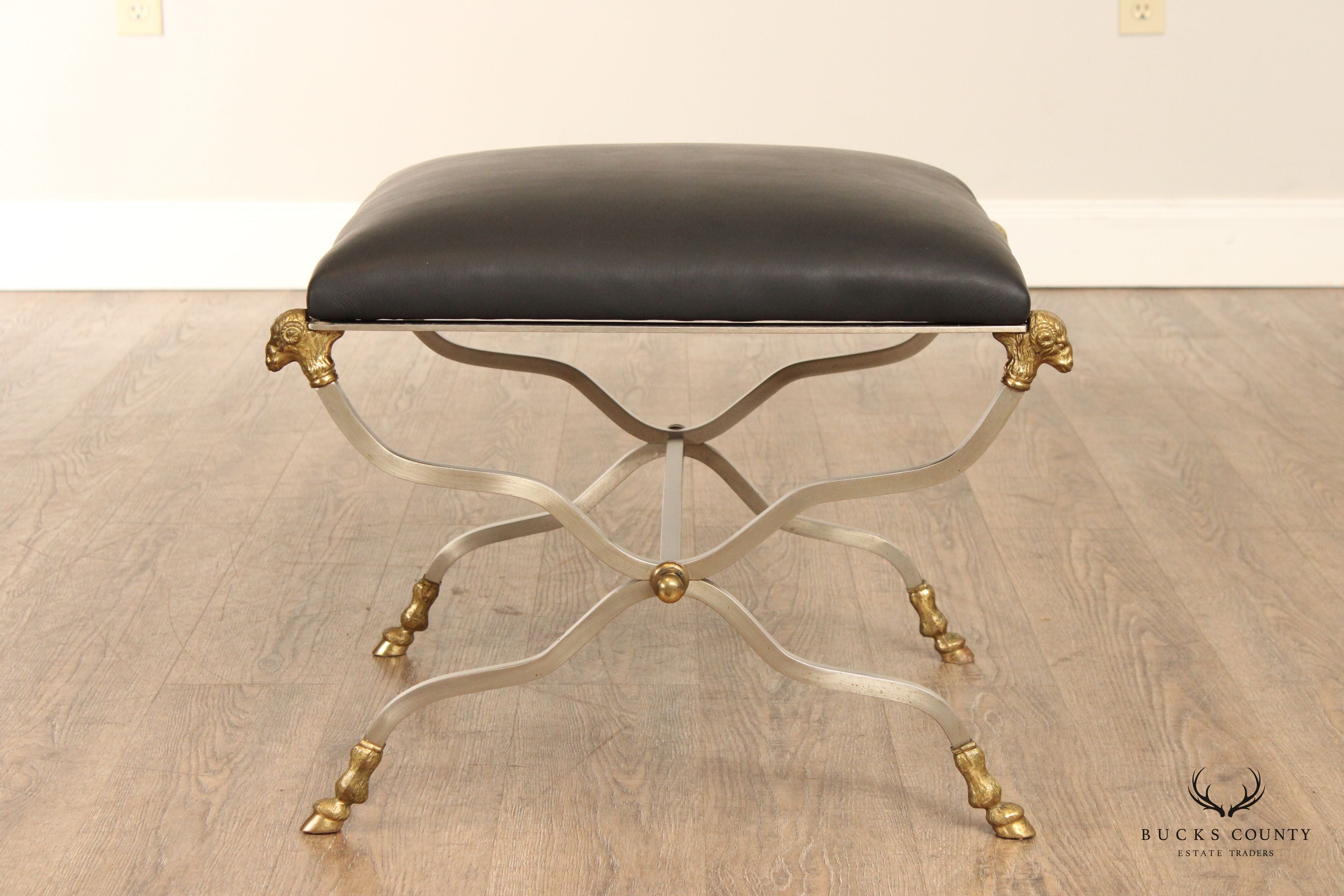 Maison Jansen Attributed Directoire Style Pair of Ram's Head Stools