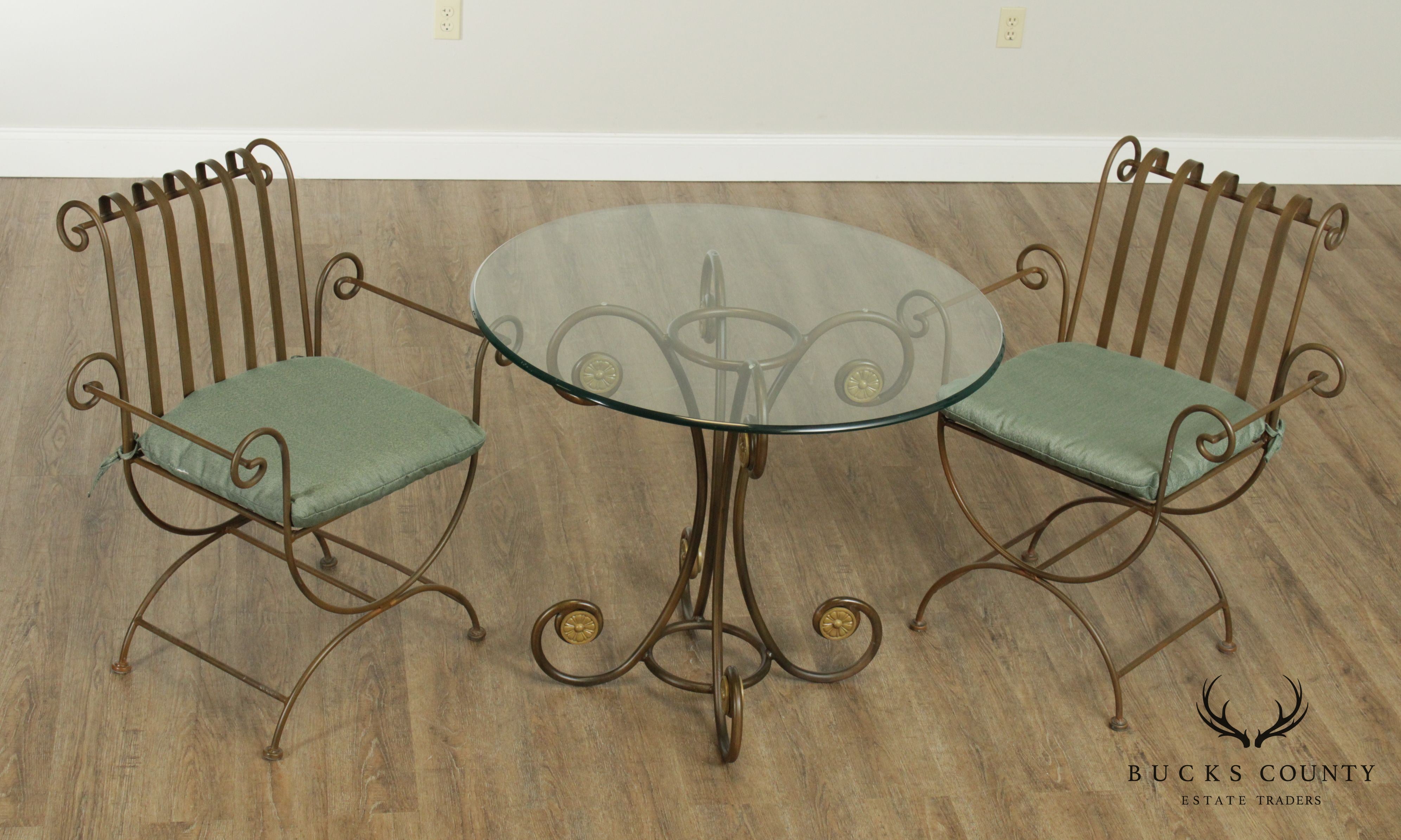 Tuscan Style Quality Wrought Iron 3 Piece Bistro Dinette Set