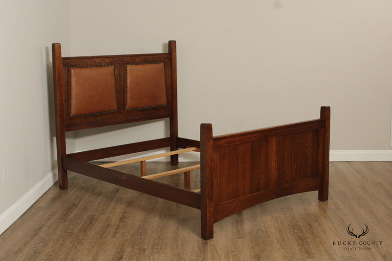 Stickley Mission Collection Oak and Leather Queen Size Bed
