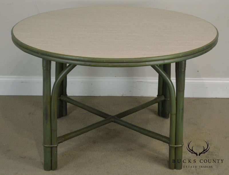 Ficks Reed Green Painted Vintage Round Side Table