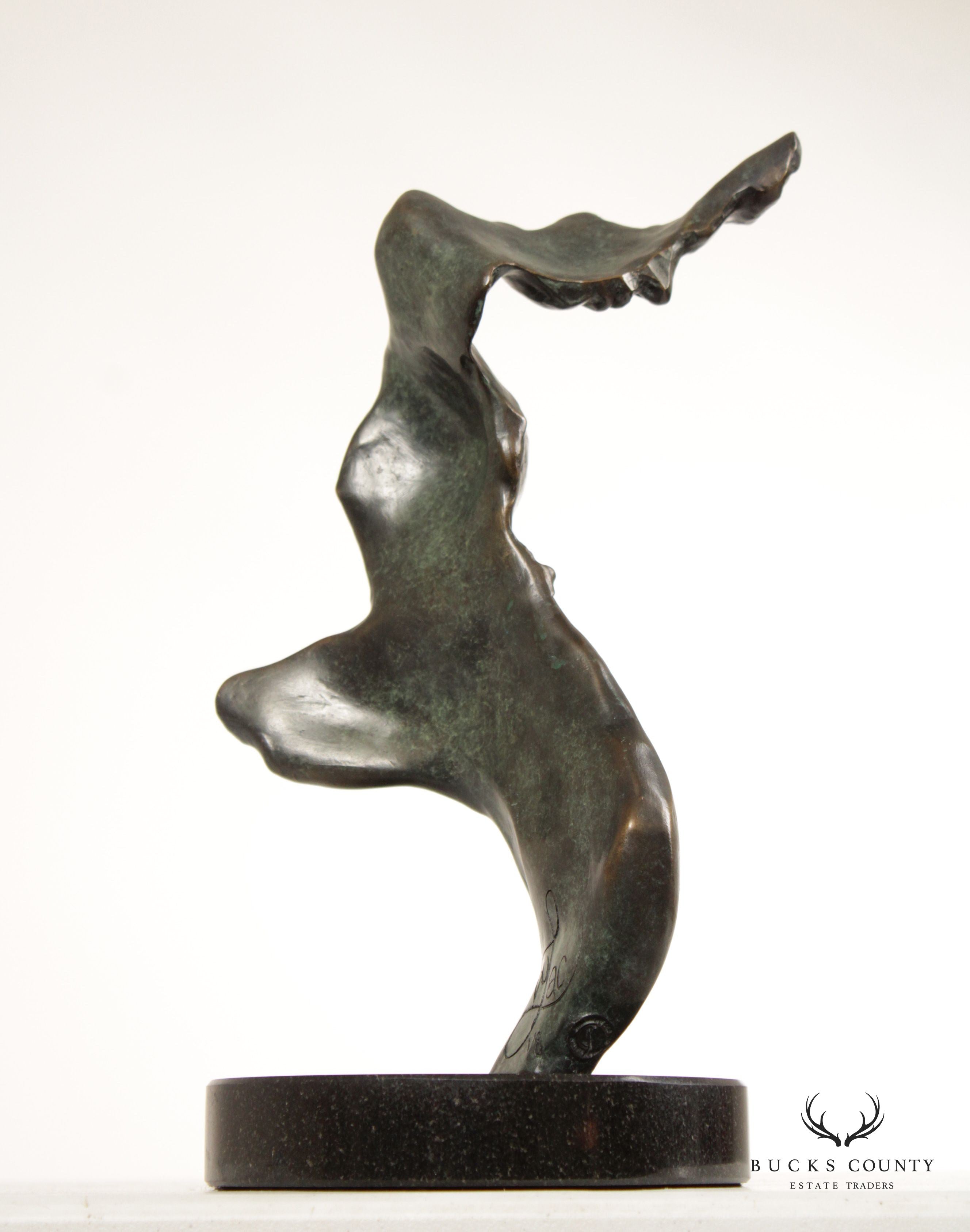 BRONZE CONTEMPORARY SCULPTURE OF MOTHER, SIGNED