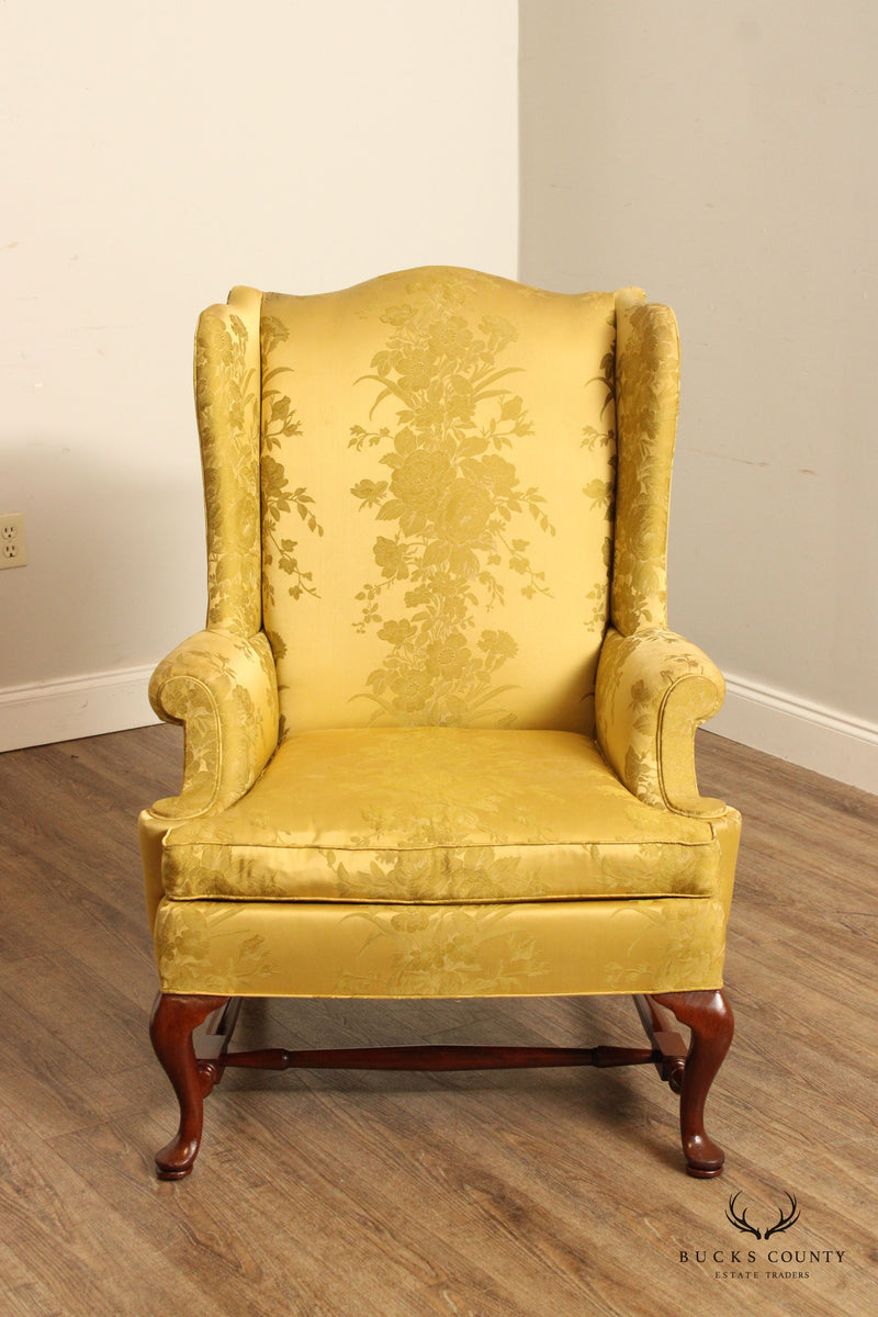 Hickory Chair Queen Anne Style Pair Wing Armchairs