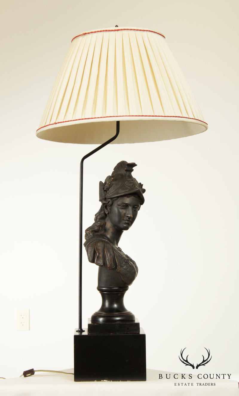 P. Ipsen Kjobenhavn Eneret Danish Terracotta Bust of Mercury Table Lamp