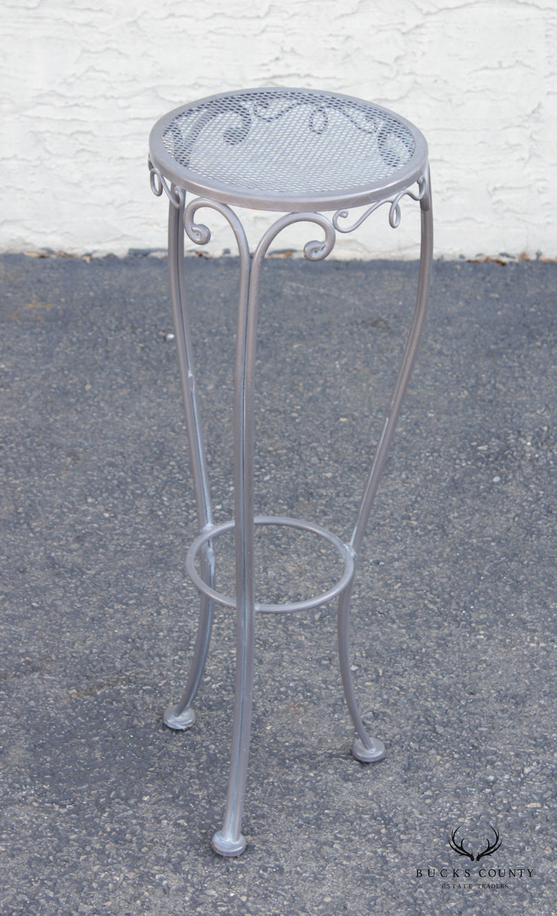 French Style Vintage Scrolled Wrought Iron Pair of Plant Stands