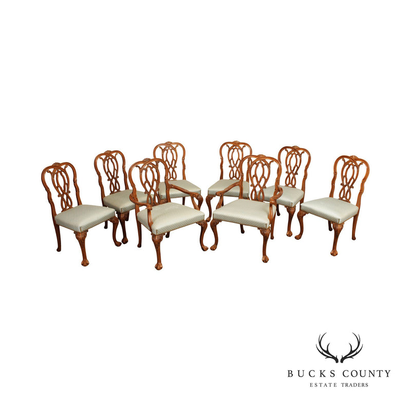 Karges Georgian Style Set of 8 Carved Back Dining Chairs