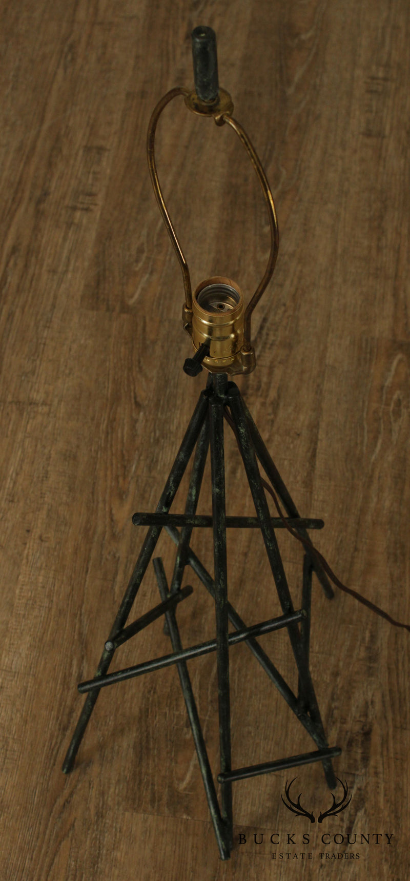 Bronzed Metal Rod Eiffel Tower Style Table Lamp