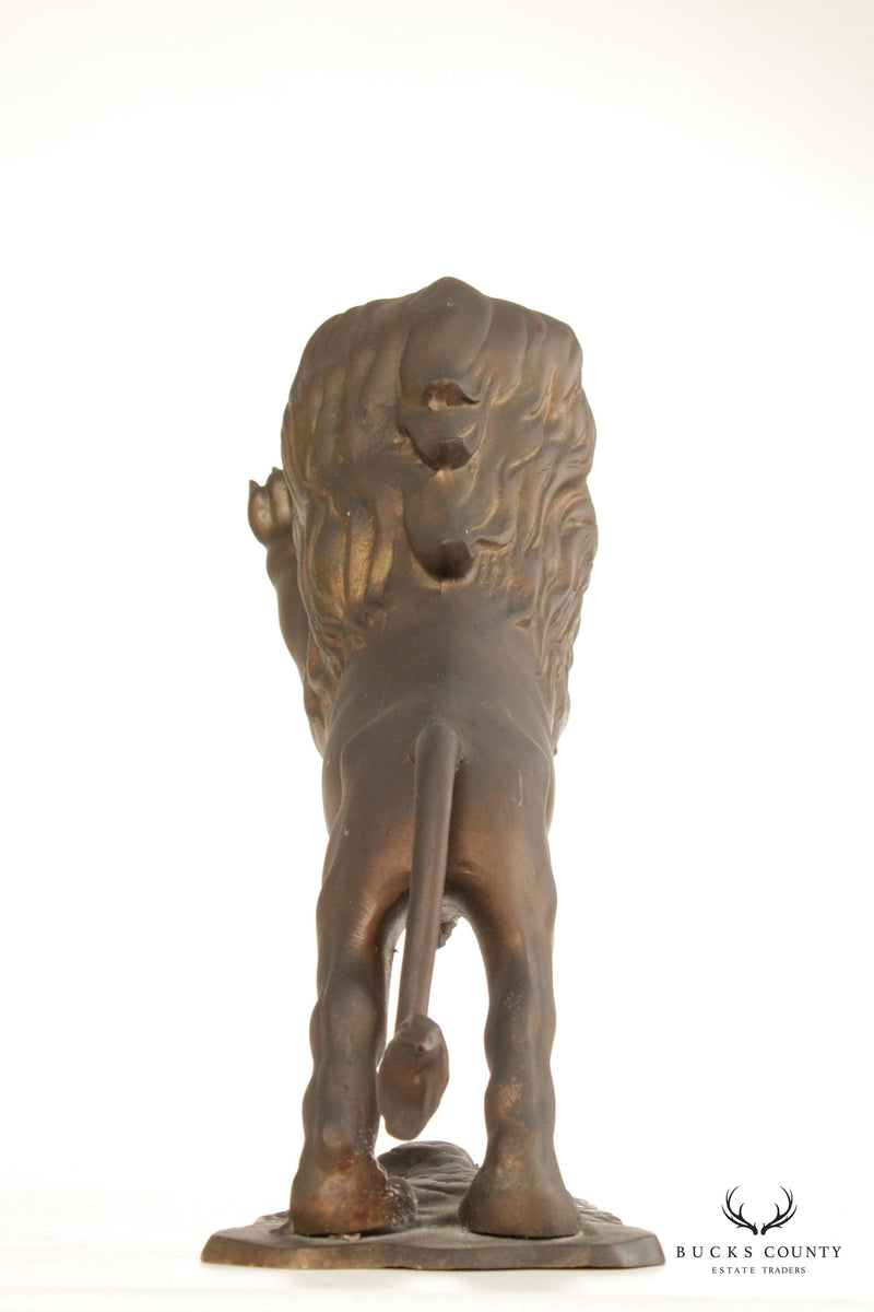 Vintage Charging Lion Cast Brass Statute