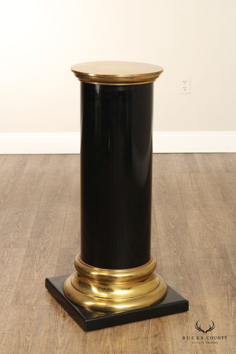 Italian Regency Style Pair of Lacquered Wood and Brass Pedestals