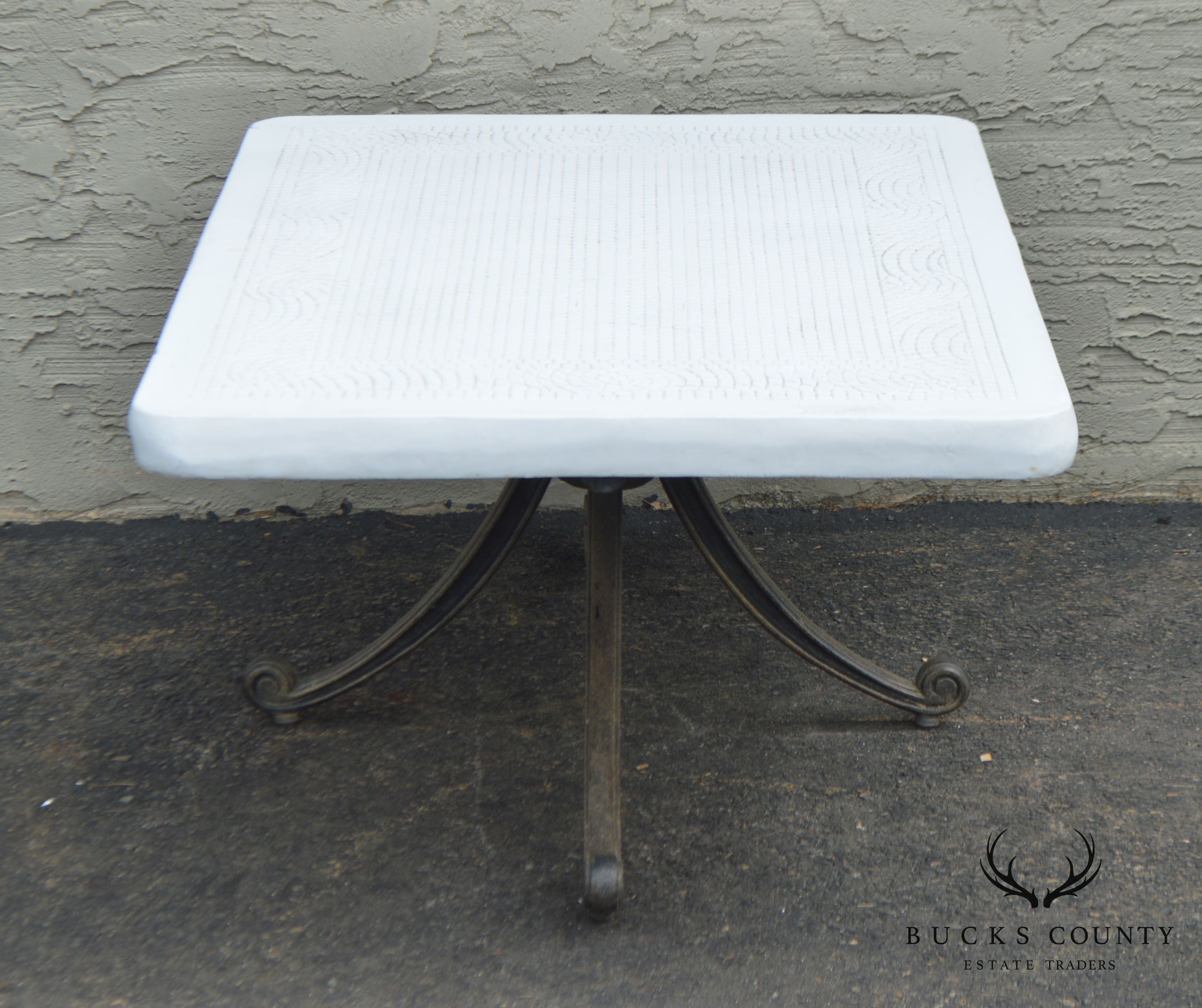 Quality Cast Aluminum & Faux Stone Top Patio Coffee or Coctail Table