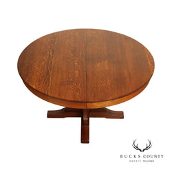 L. & J.G. Stickley Antique Mission Oak Round Pedestal Extendable Dining Table