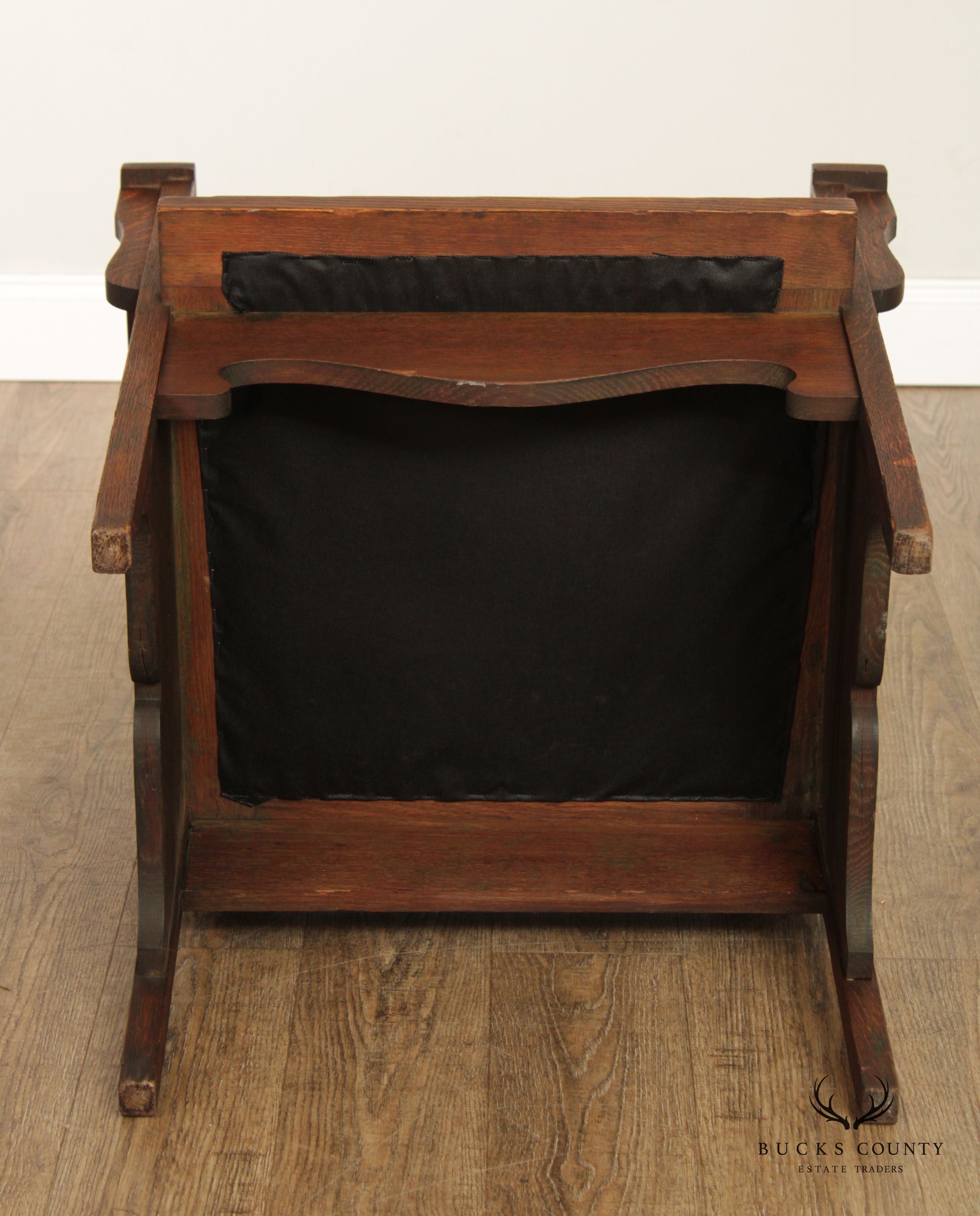 Antique Mission Oak and Caned Back Chair